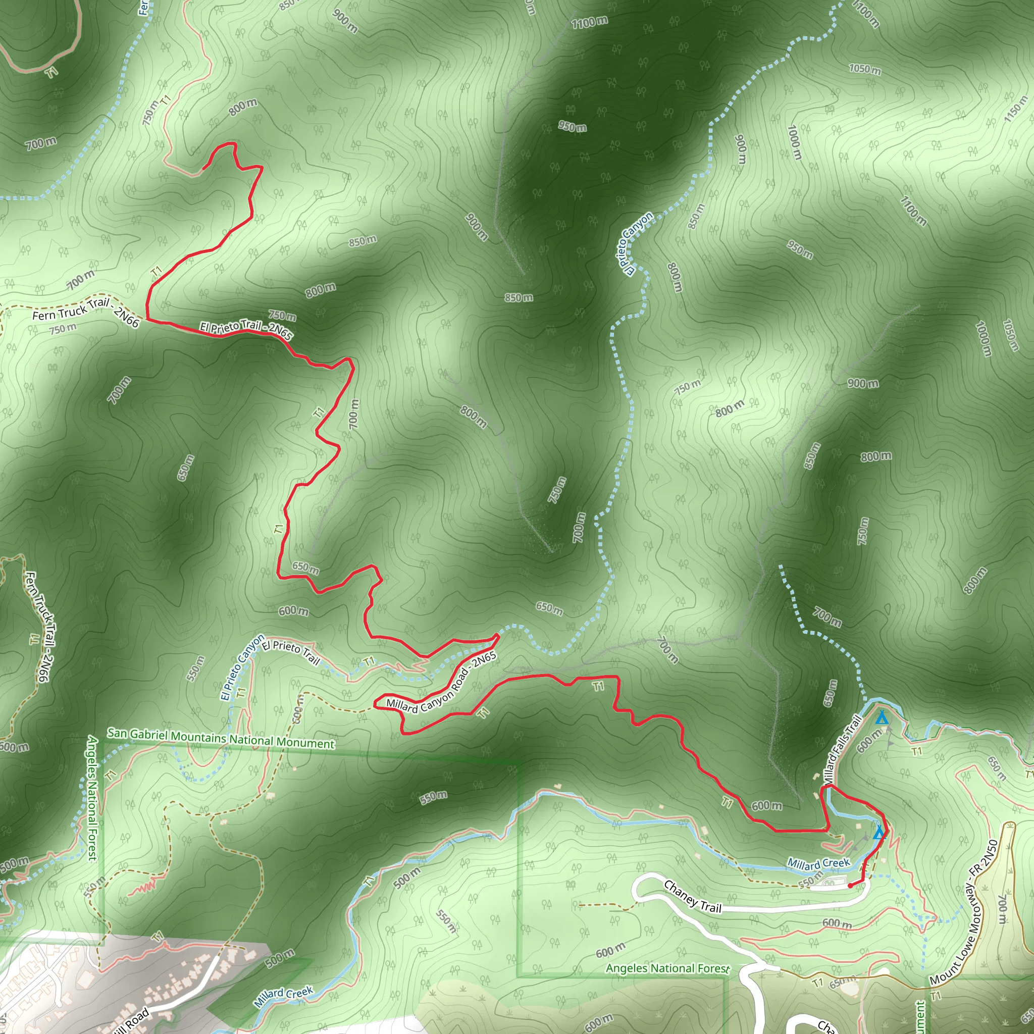 El Prieto Trail and Brown Mountain Road mobile static map