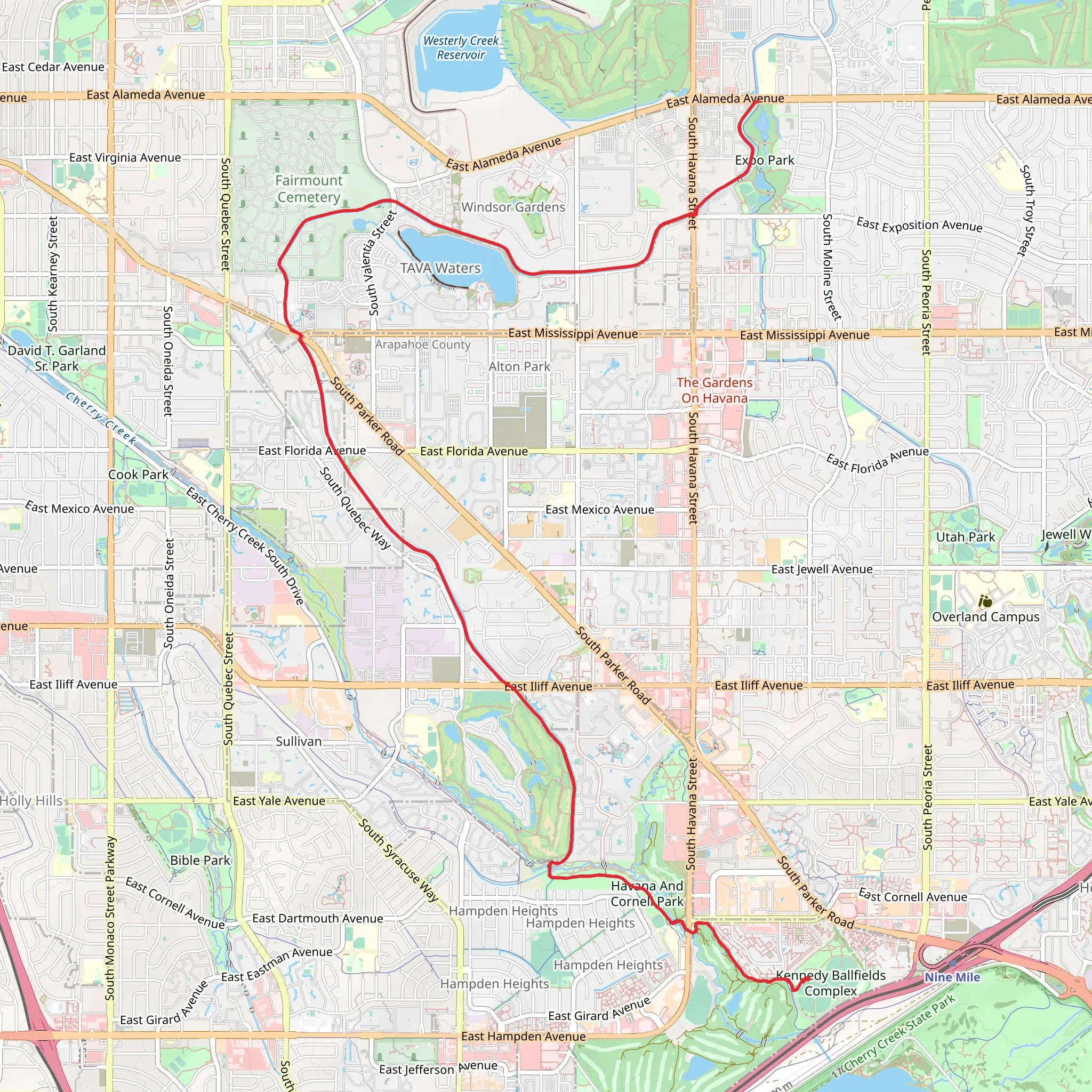 High Line Canal Regional Trail mobile static map