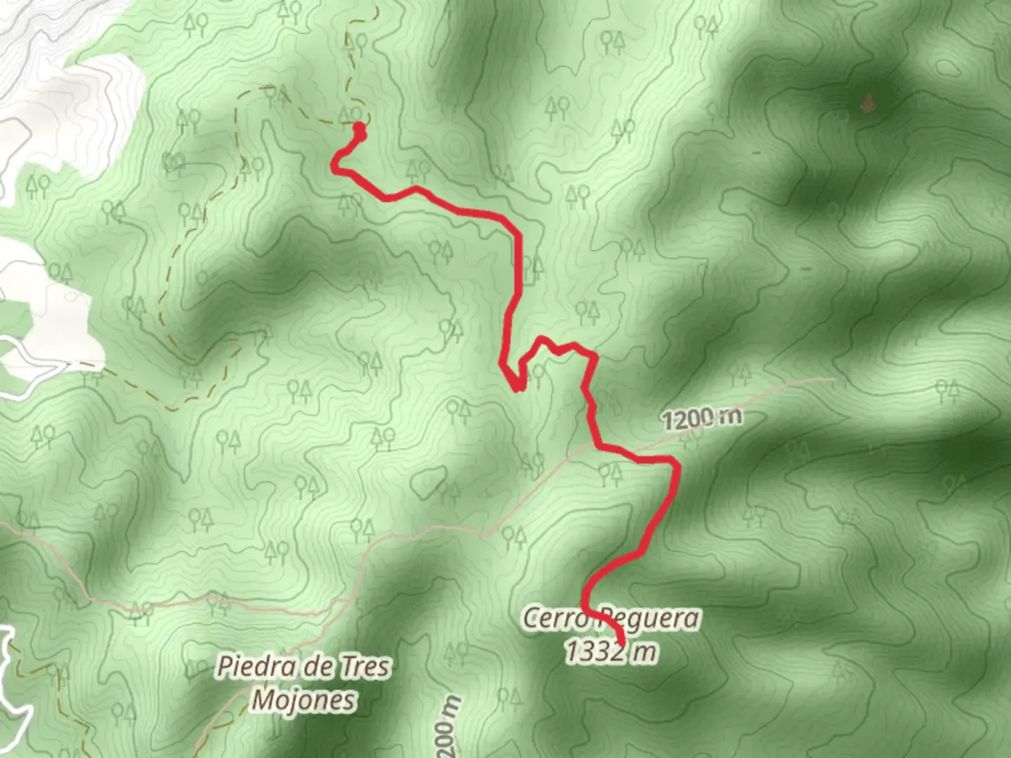 An image depicting the trail Peguera Summit and its surrounding area.