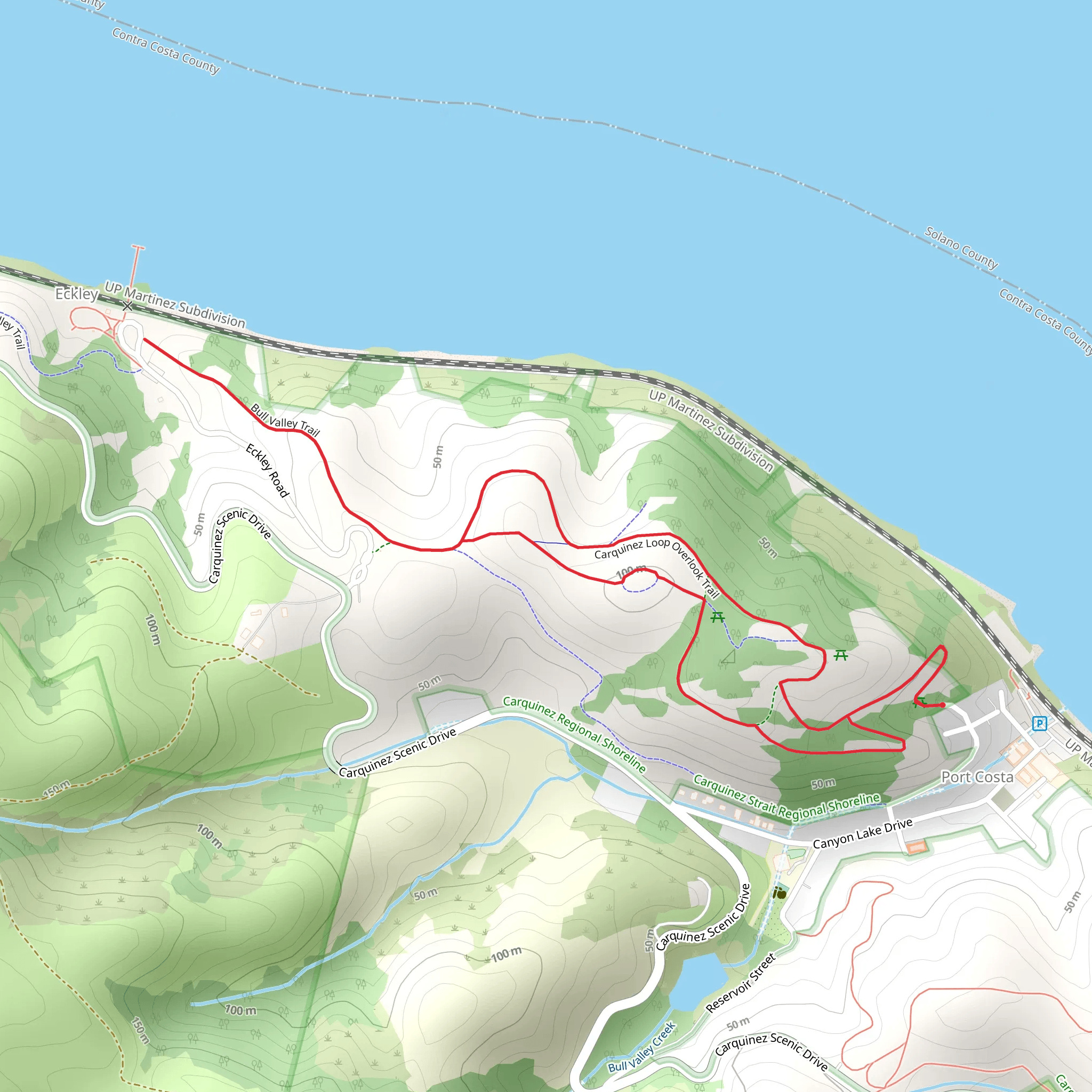 Bull Valley and Carquinez Loop Overlook Trail mobile static map