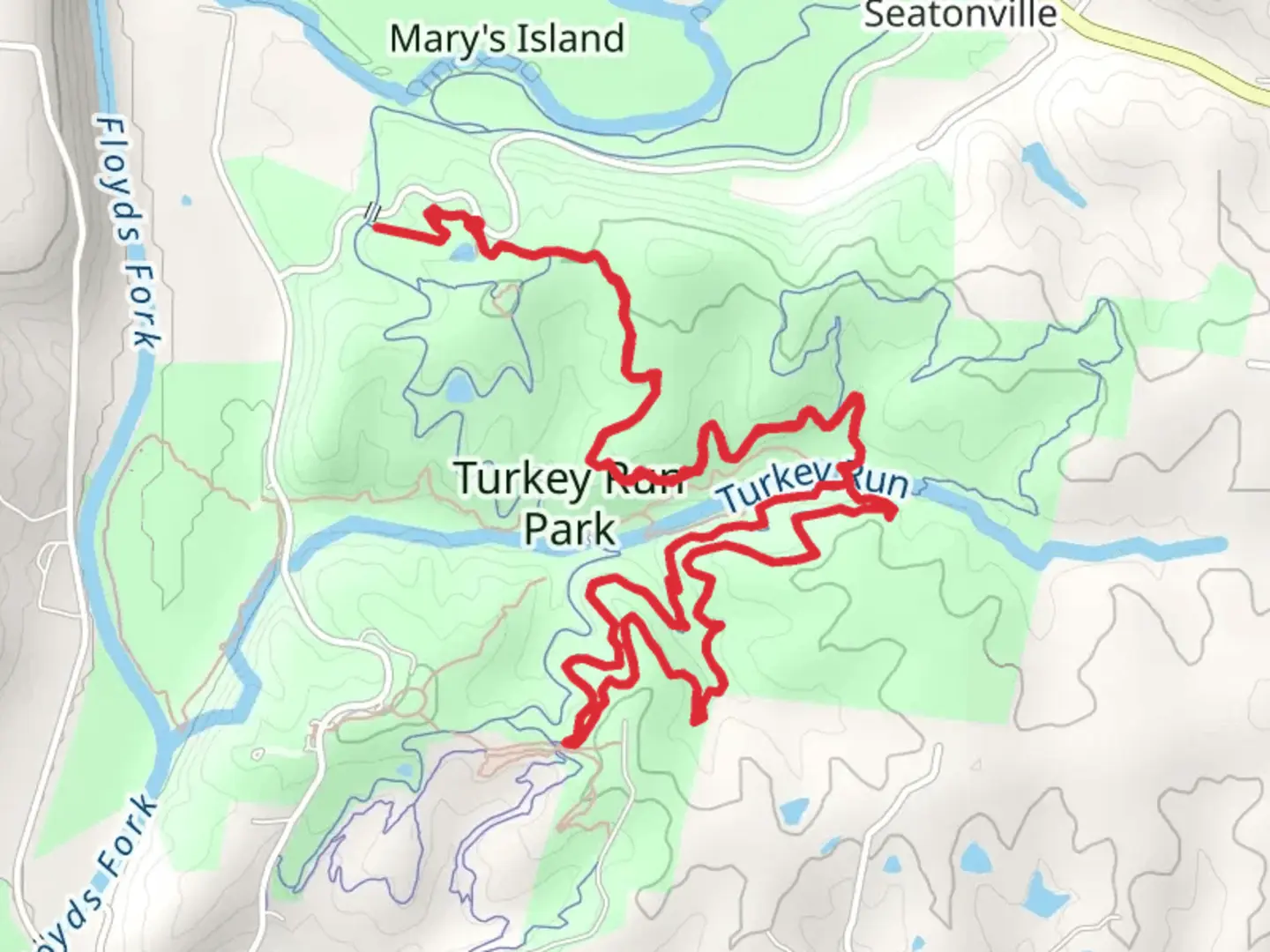 An image depicting the trail Paw-Paw and Hickory Loop Trail and its surrounding area.