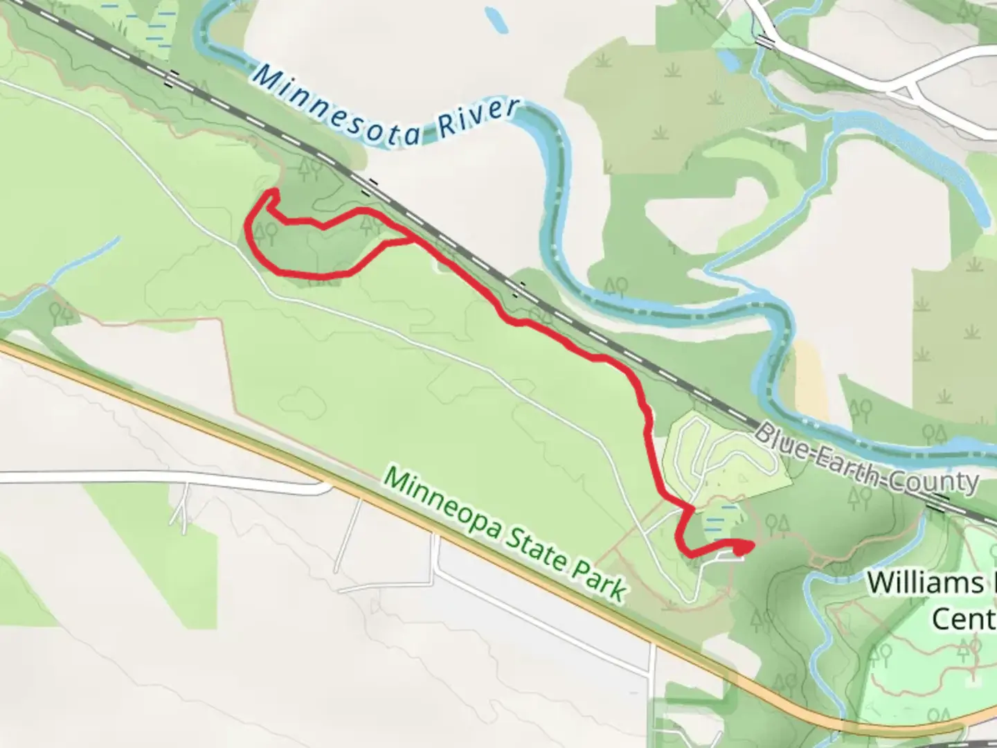 An image depicting the trail Wetland and Minnesota River Bluff Loop Trail and its surrounding area.