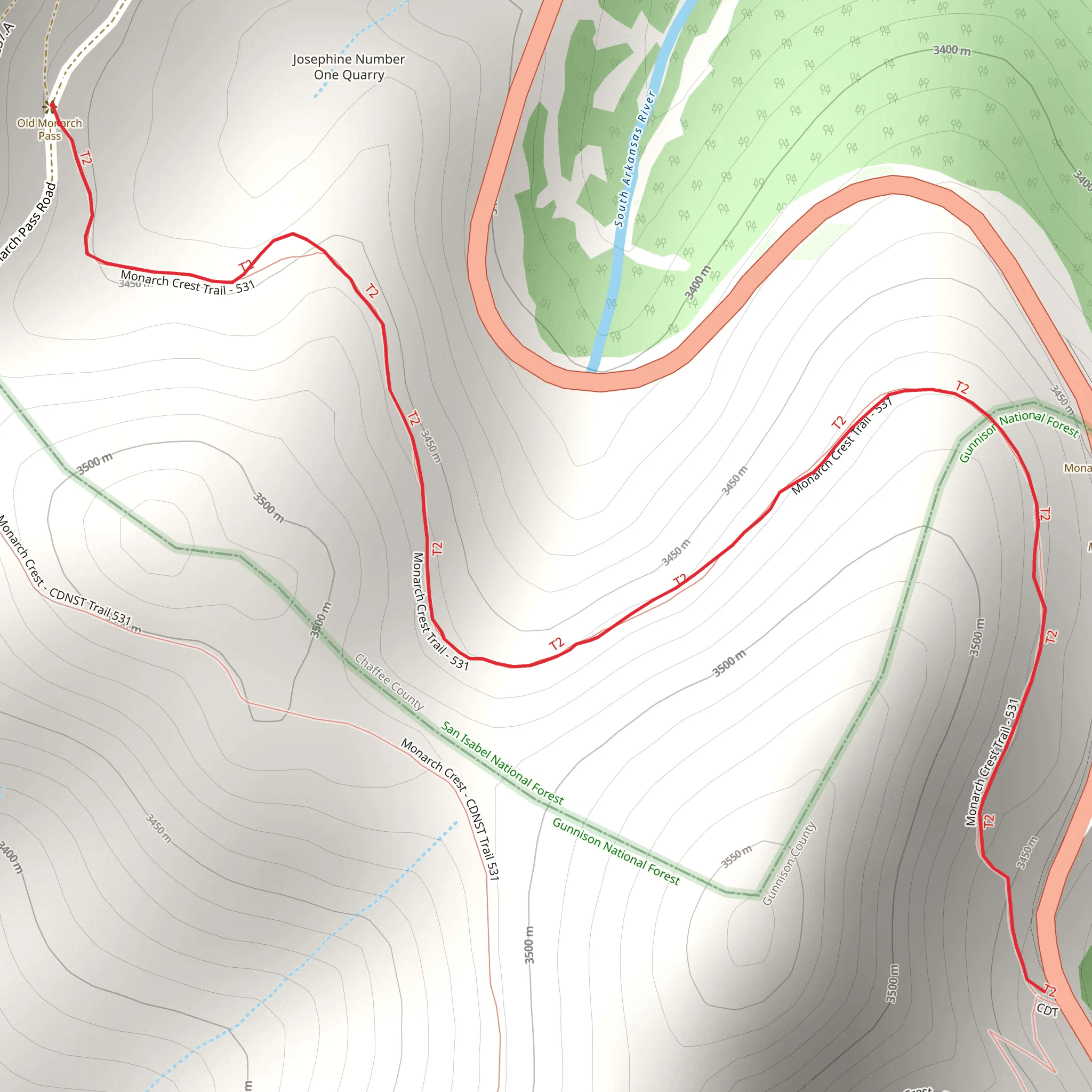 Monarch Ridge Trail mobile static map
