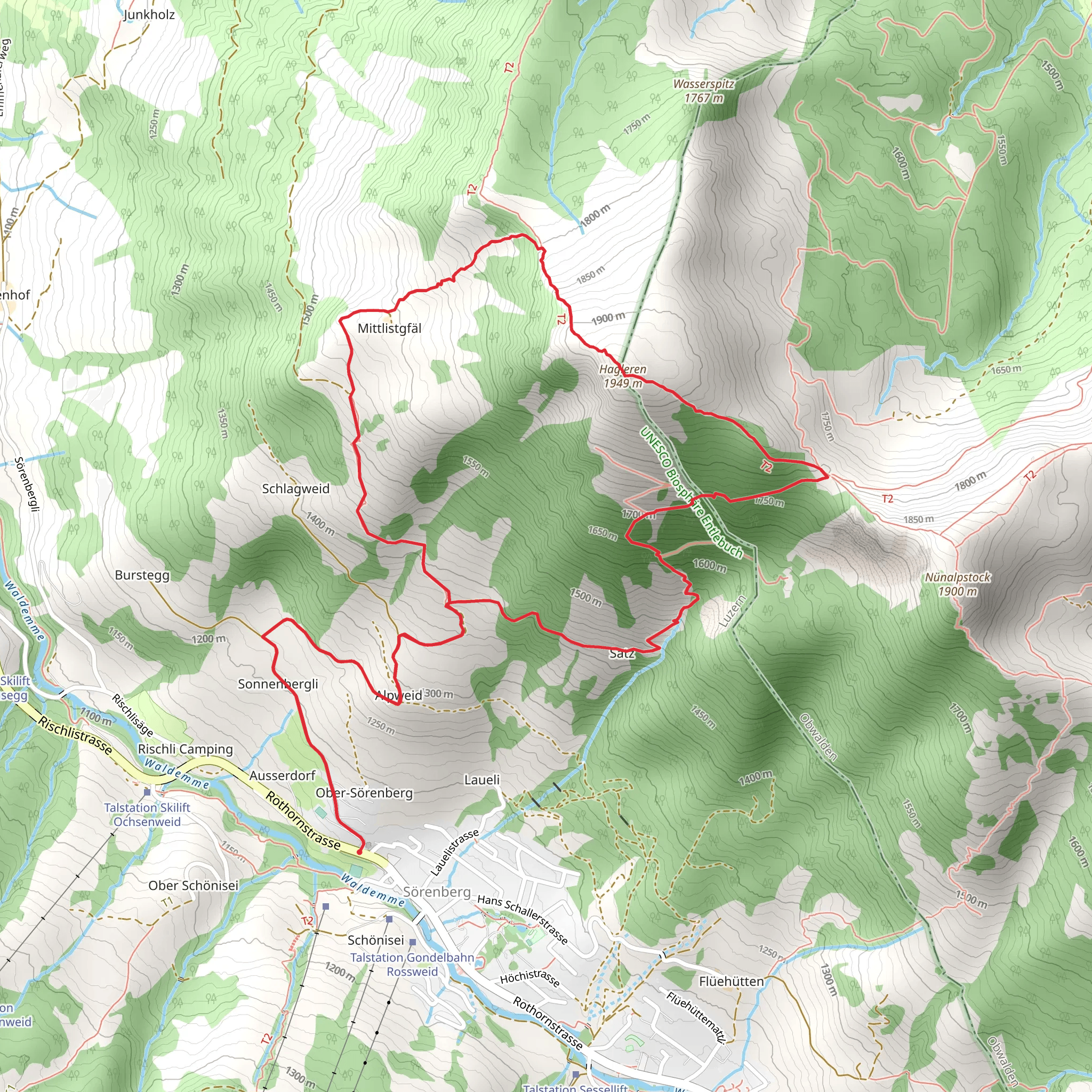 Sörenberg - Satz - Haglere - Mittlist Gfäl - Sörenberg mobile static map