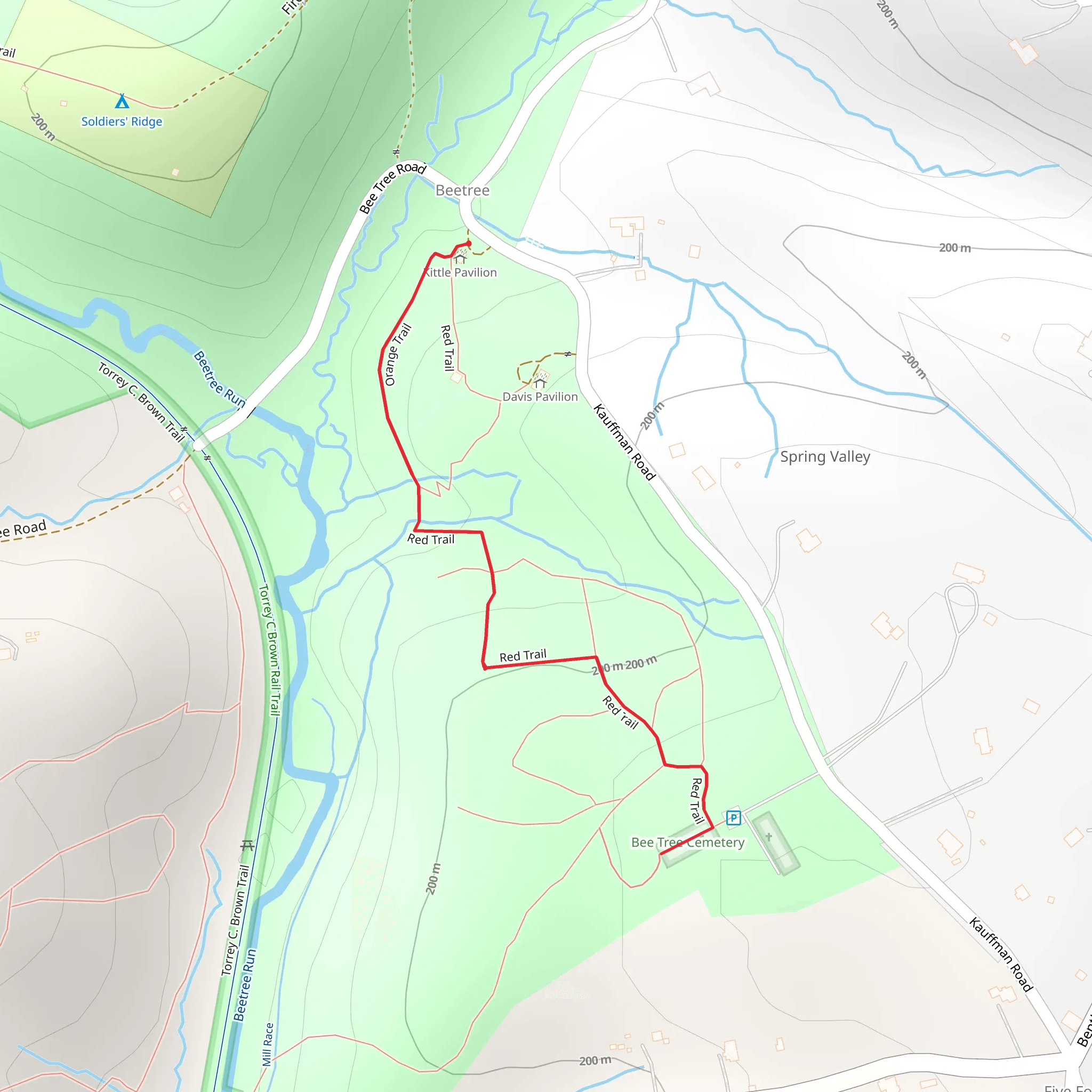 Bee Tree Red Trail mobile static map
