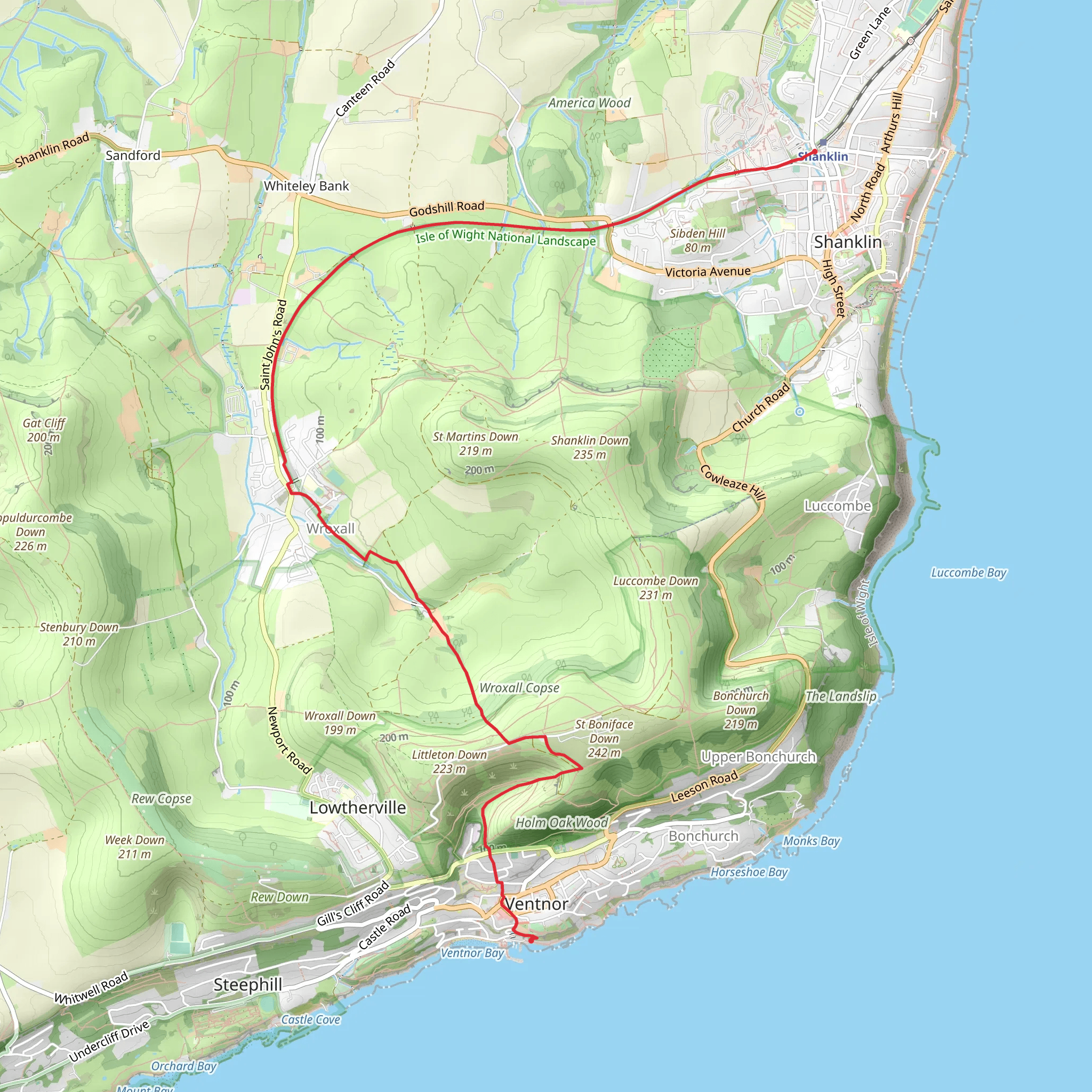 Shanklin to Ventnor Railway Walk mobile static map