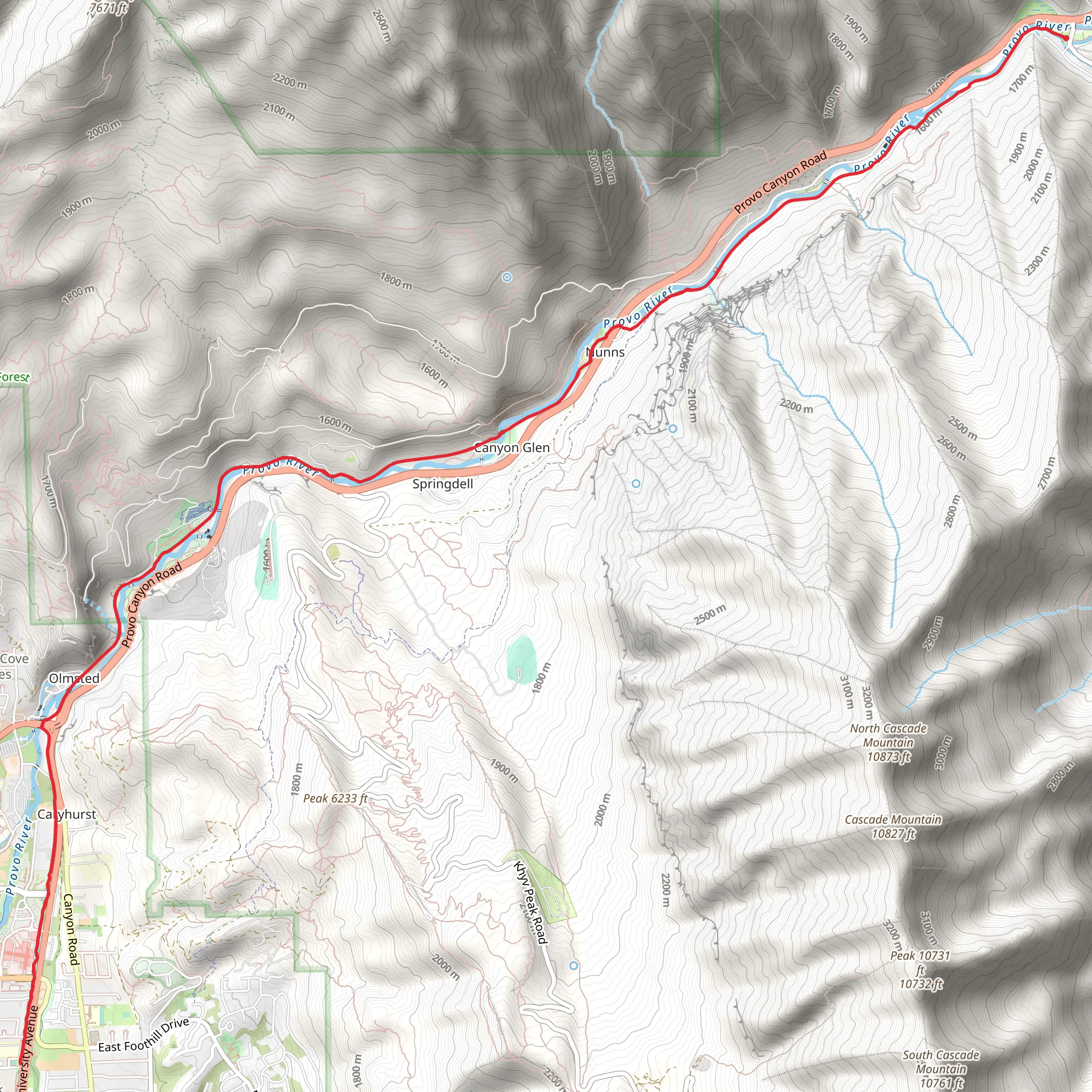 Provo River Parkway Out and Back mobile static map