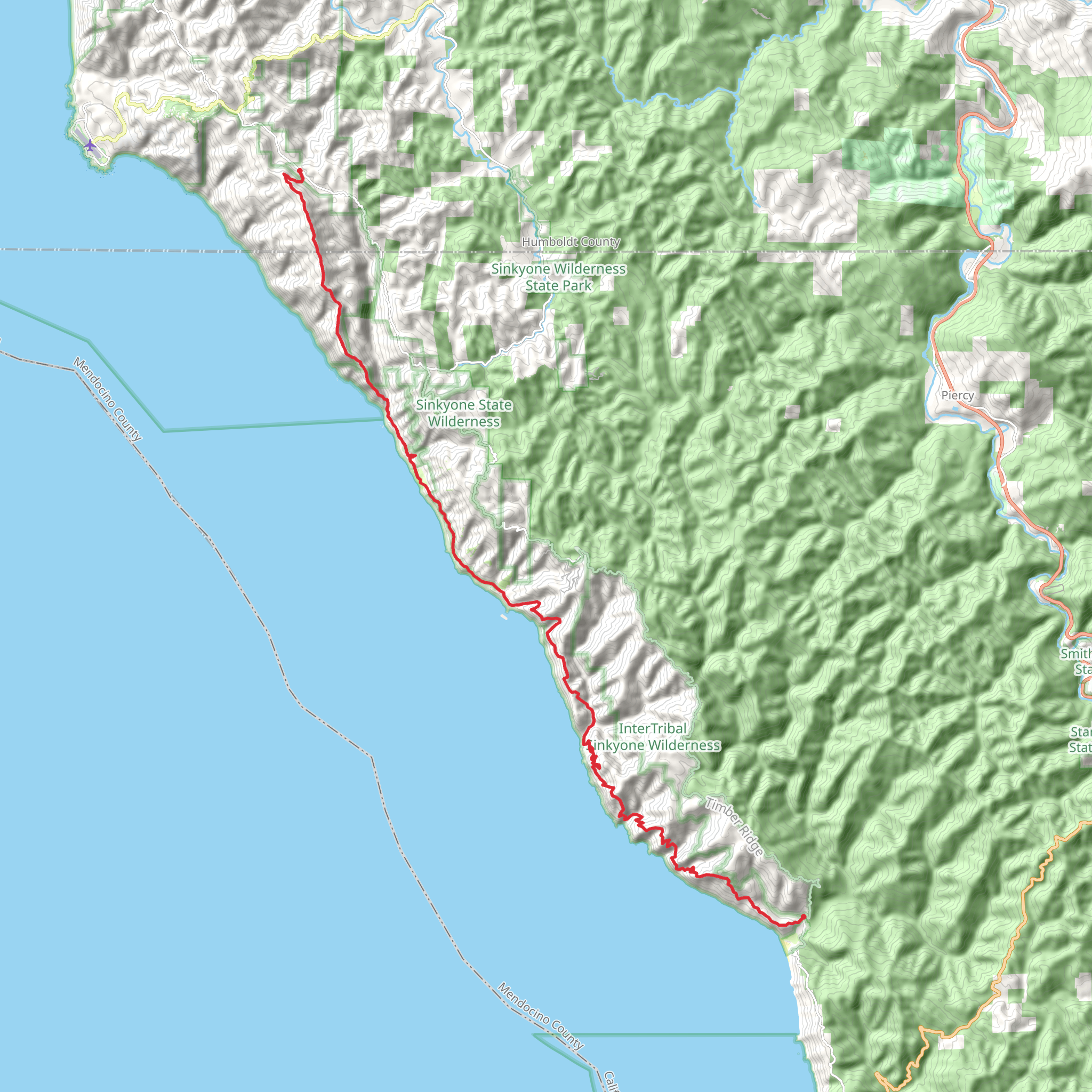 High Tip via Lost Coast Trail mobile static map