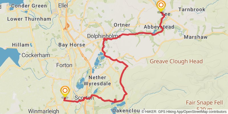 Lancashire's Northern Loop Walk stage 8 Map