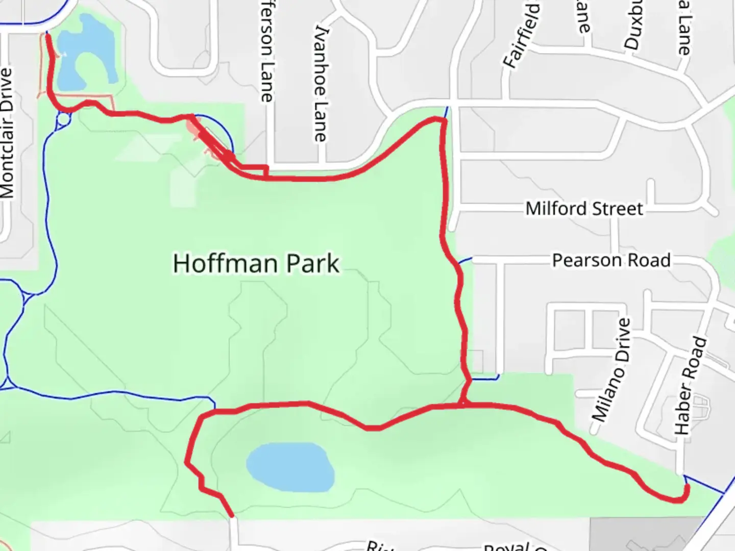 An image depicting the trail Hoffman Park Walk and its surrounding area.