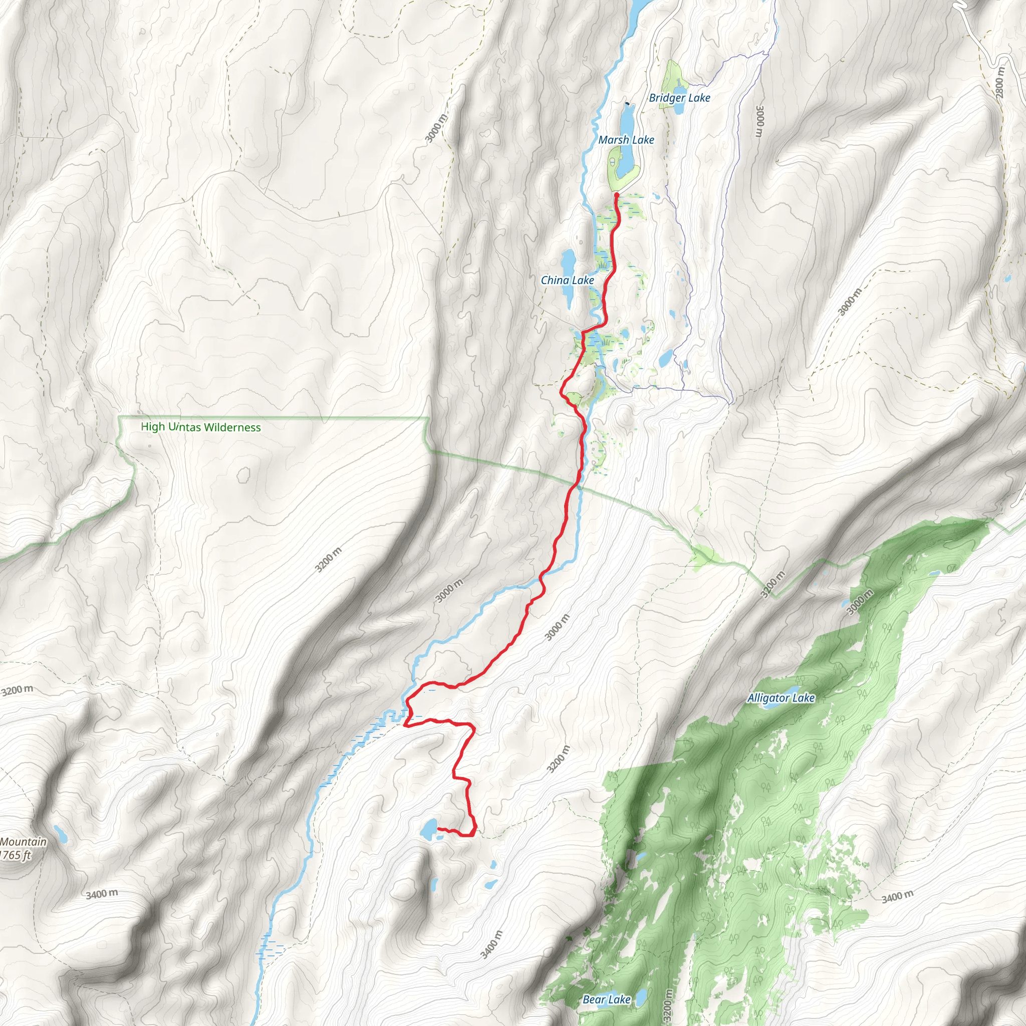 Lake Hessie via China Meadows Road mobile static map