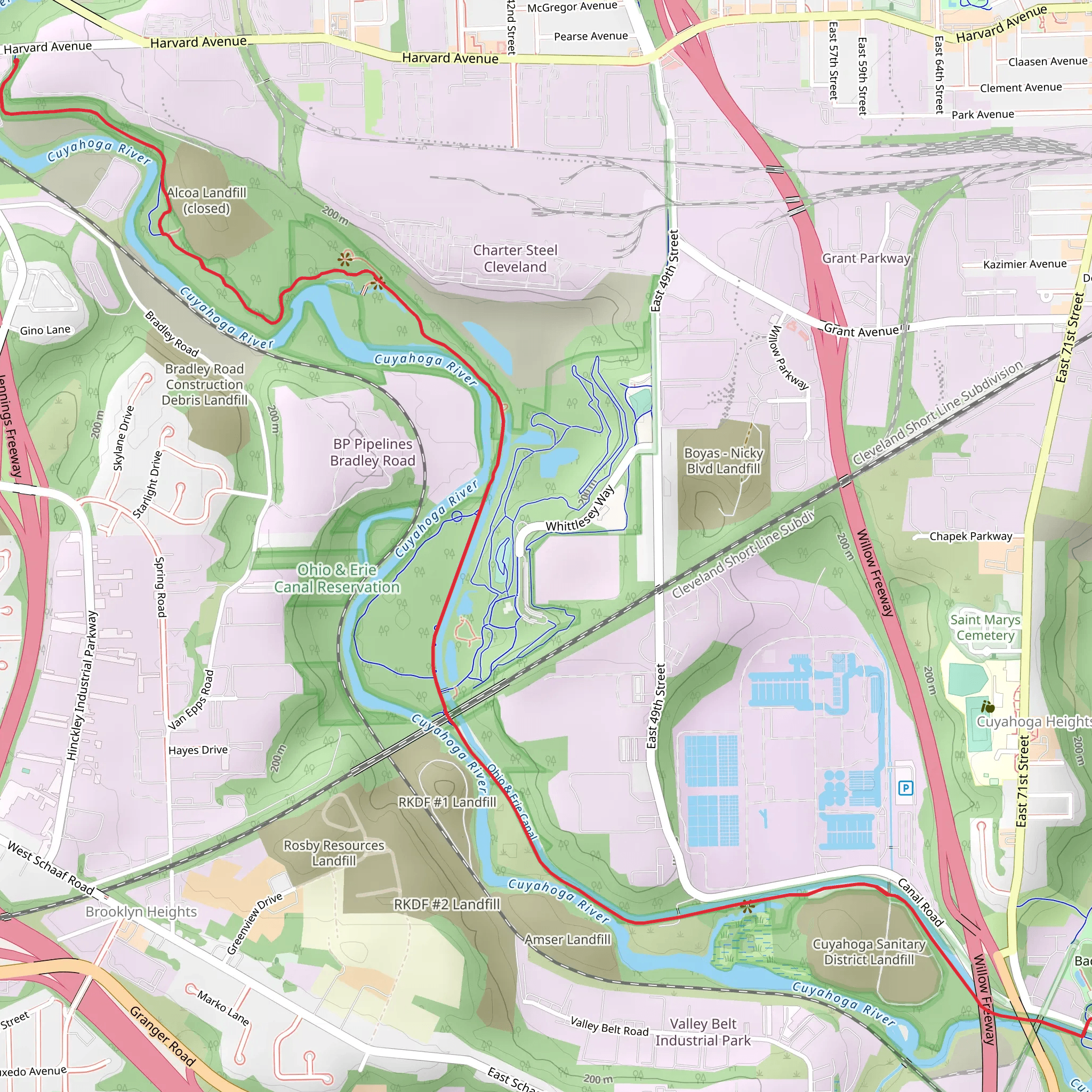 Ohio and Erie Canal Towpath Trail - Harvard Avenue mobile static map