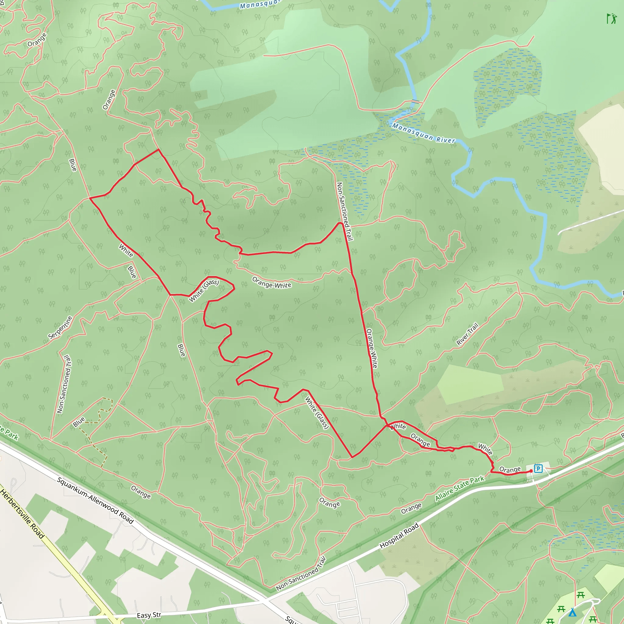 White and Orange-White Loop Trail mobile static map