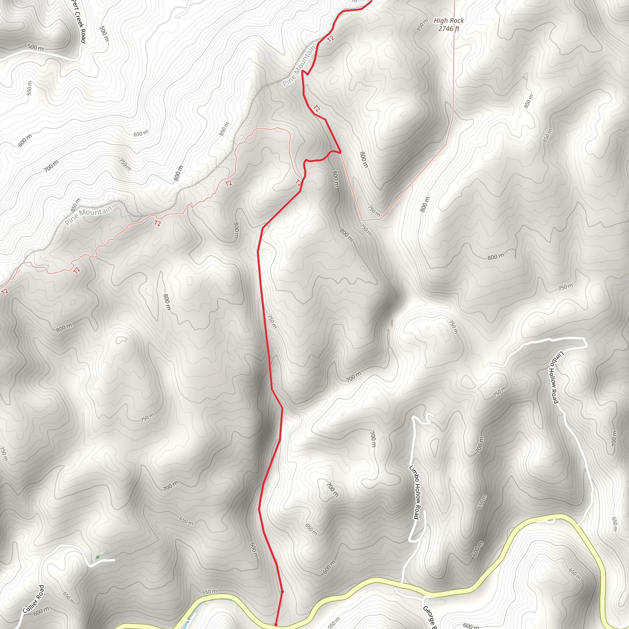 Ran Polly Gap and High Rock Trail mobile static map