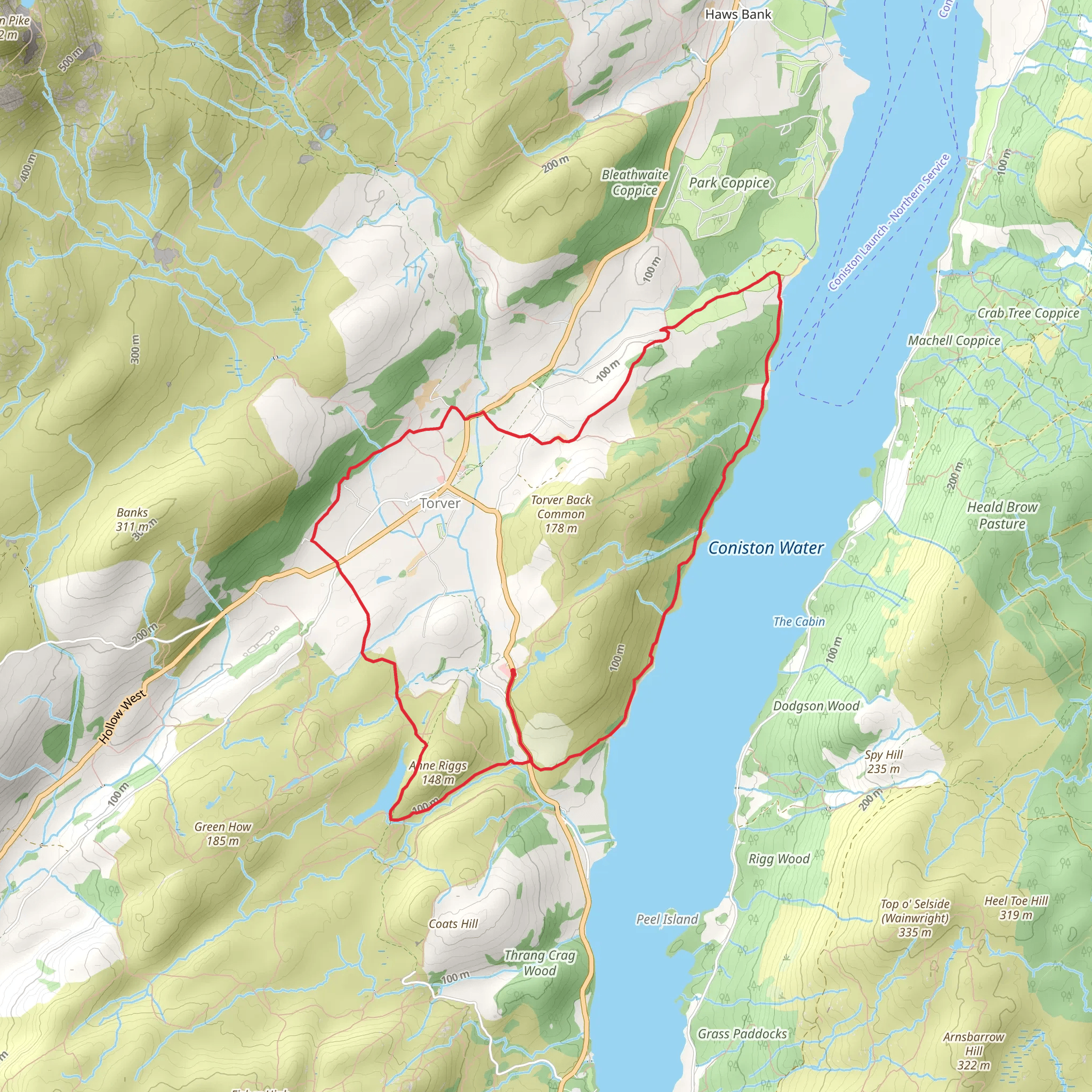 Torver and Coniston Water Loop mobile static map