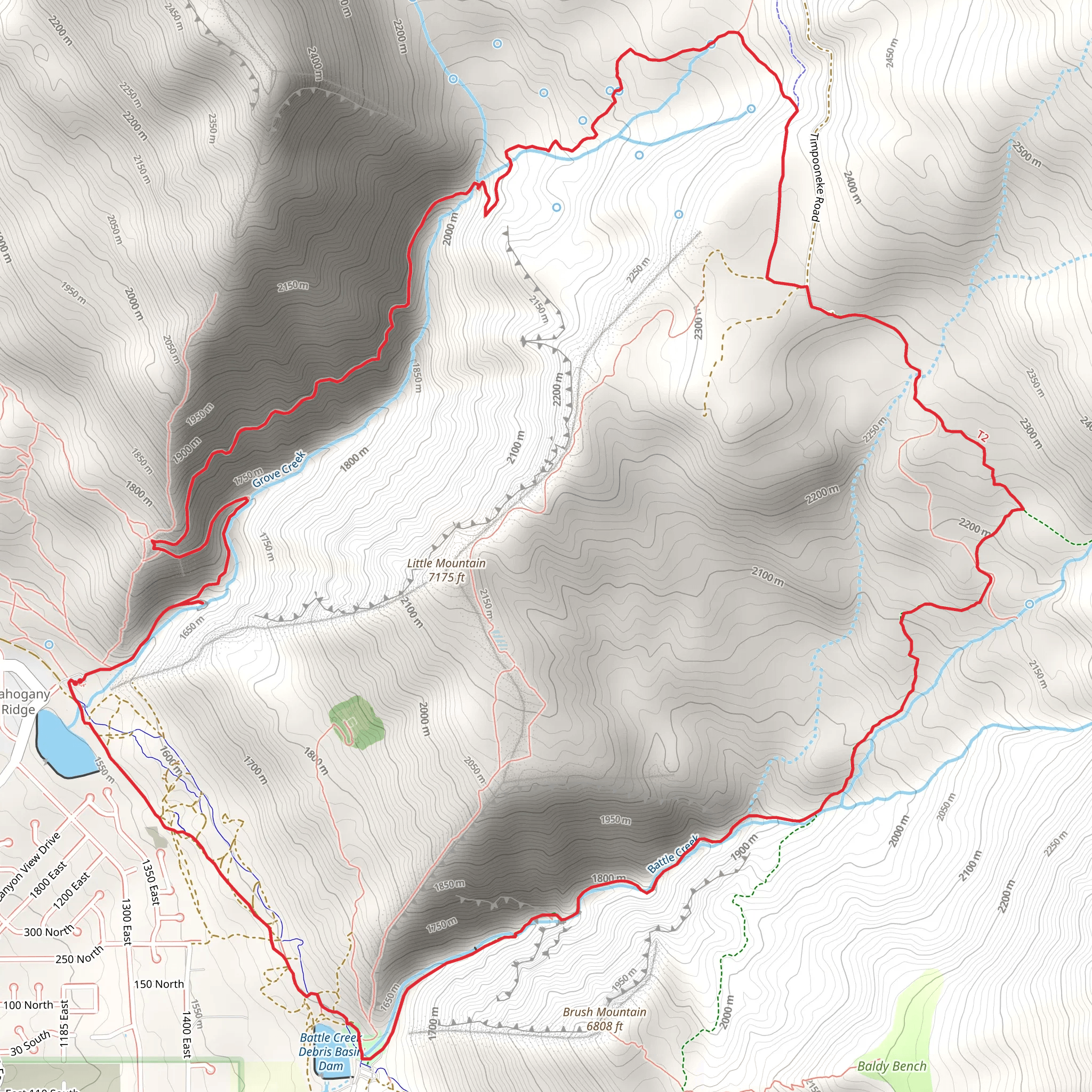 Grove Creek, Chris Fisher Flat and Battle Creek Loop Trail mobile static map