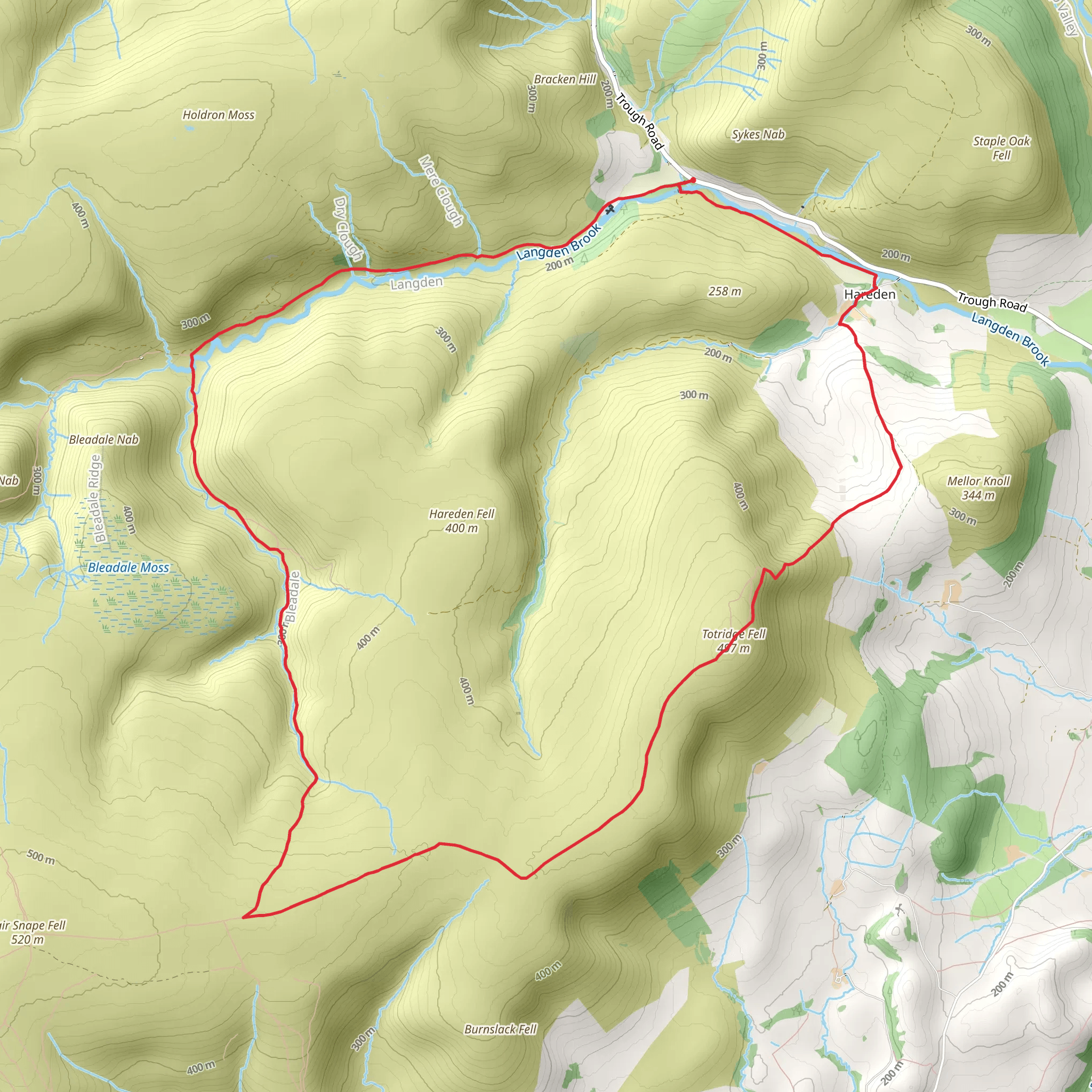 Hareden - Totridge - Bleadale Water and Langden Brook mobile static map
