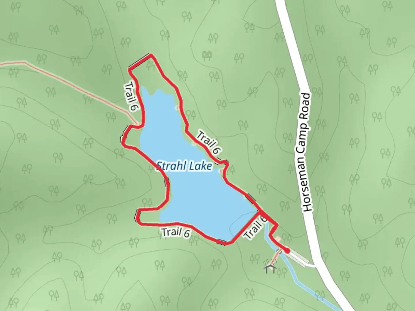 An image depicting the trail Strahl Lake Loop and its surrounding area.