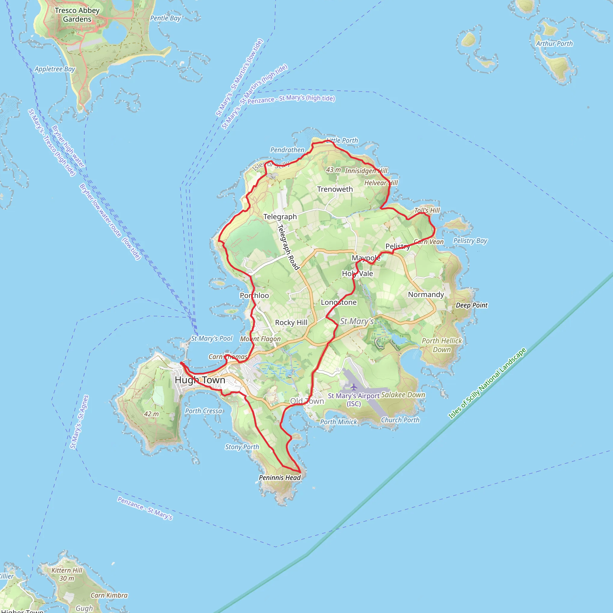 Peninnis Head, Rocky Hill and Carn Morval Point Loop mobile static map