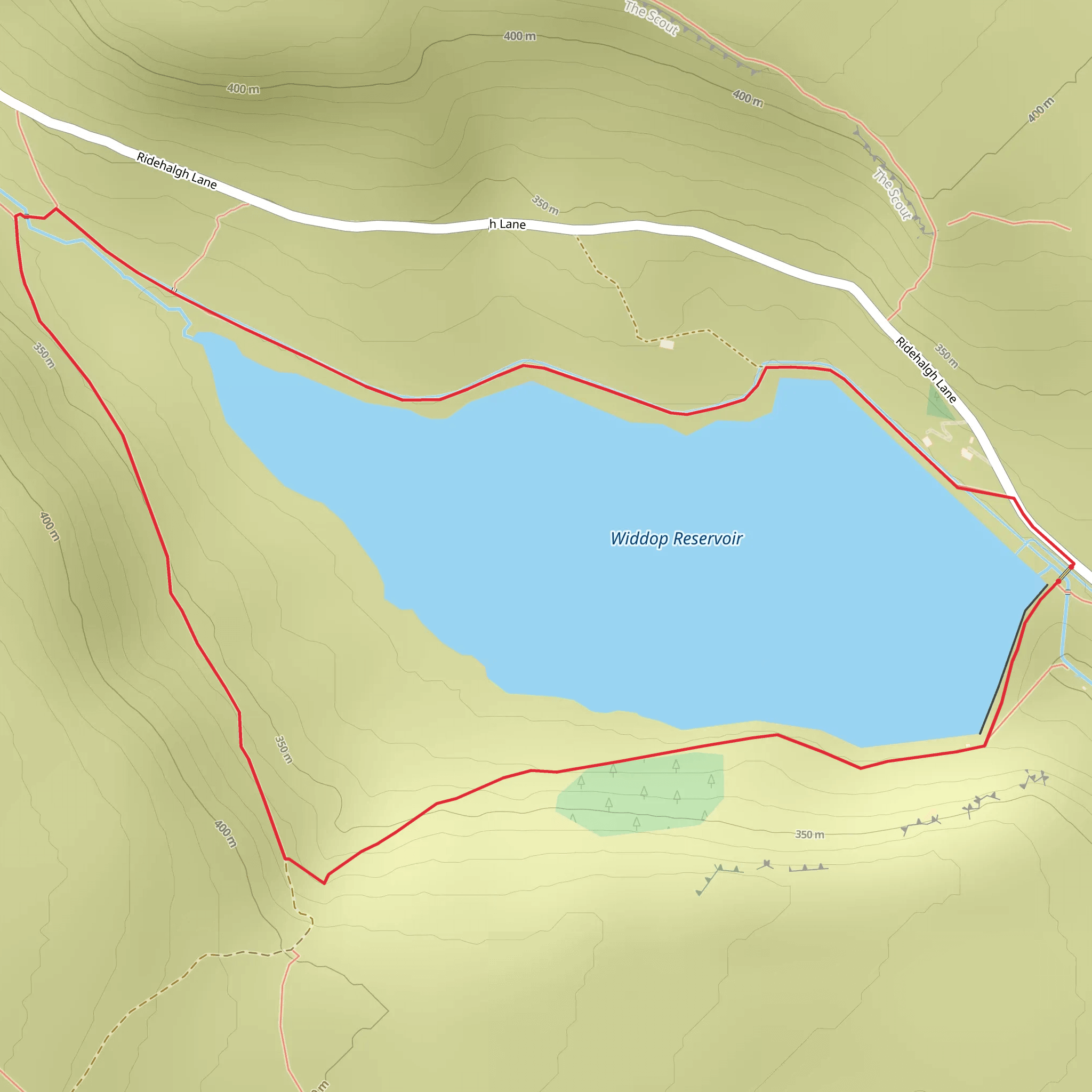 Widdop Reservoir Loop mobile static map