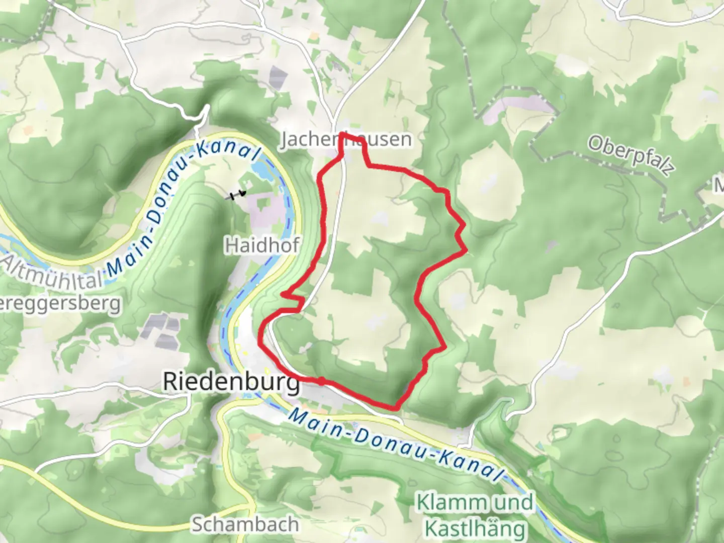 An image depicting the trail Rundweg Riedenburg and its surrounding area.