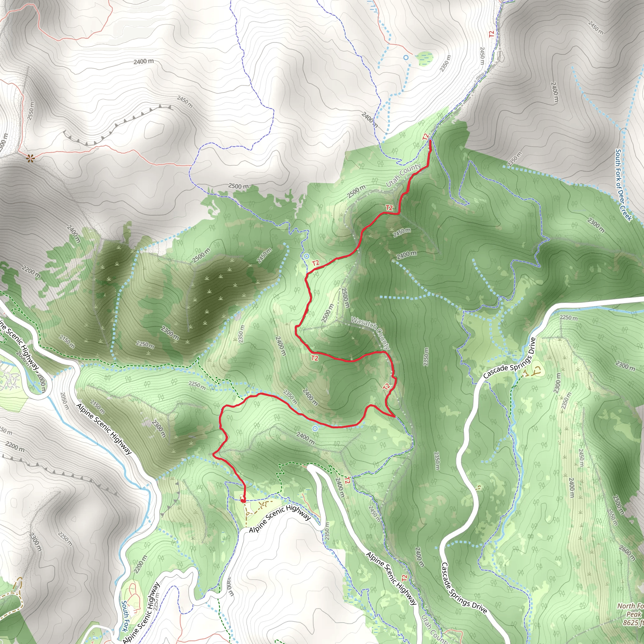 Pine Hollow Trail and Ridge Trail Out and Back mobile static map