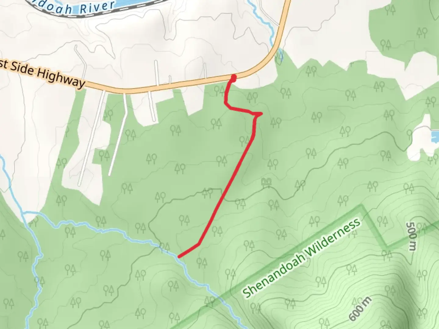 An image depicting the trail Lewis Run Fire Trail and its surrounding area.