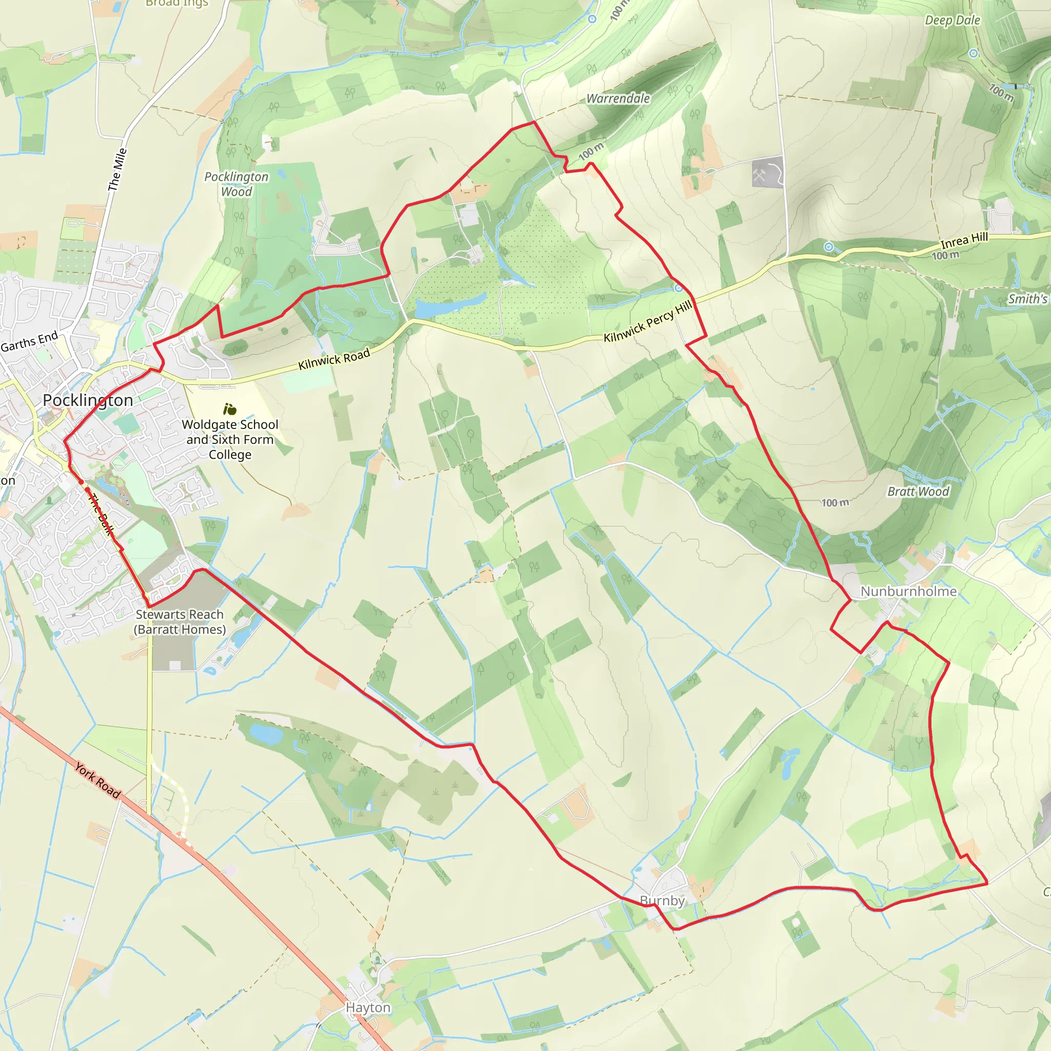 Pocklington, Burnby and Nunburnholme Loop mobile static map
