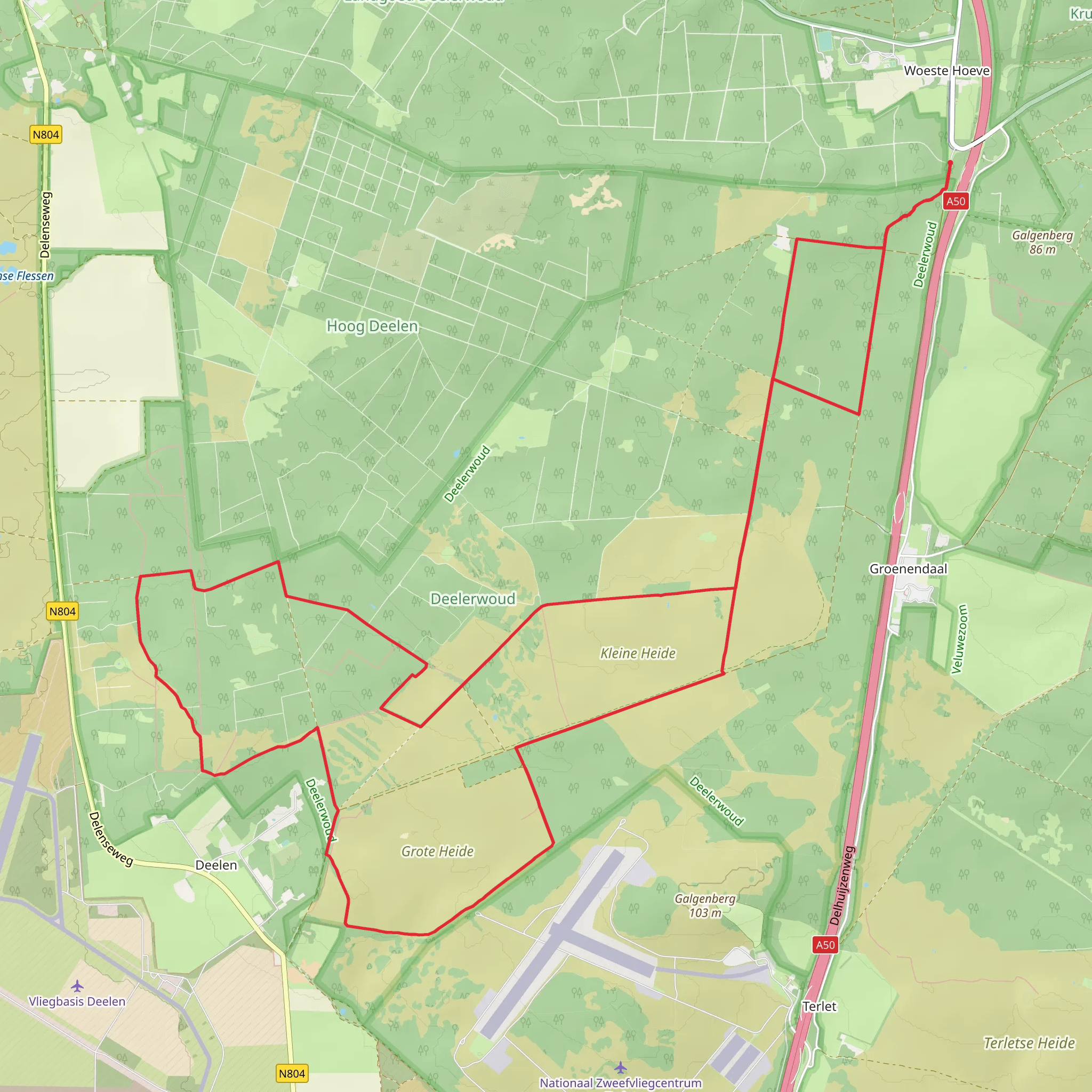 Kleine Heide, Bruine Berg and Hartenhulberg Loop mobile static map