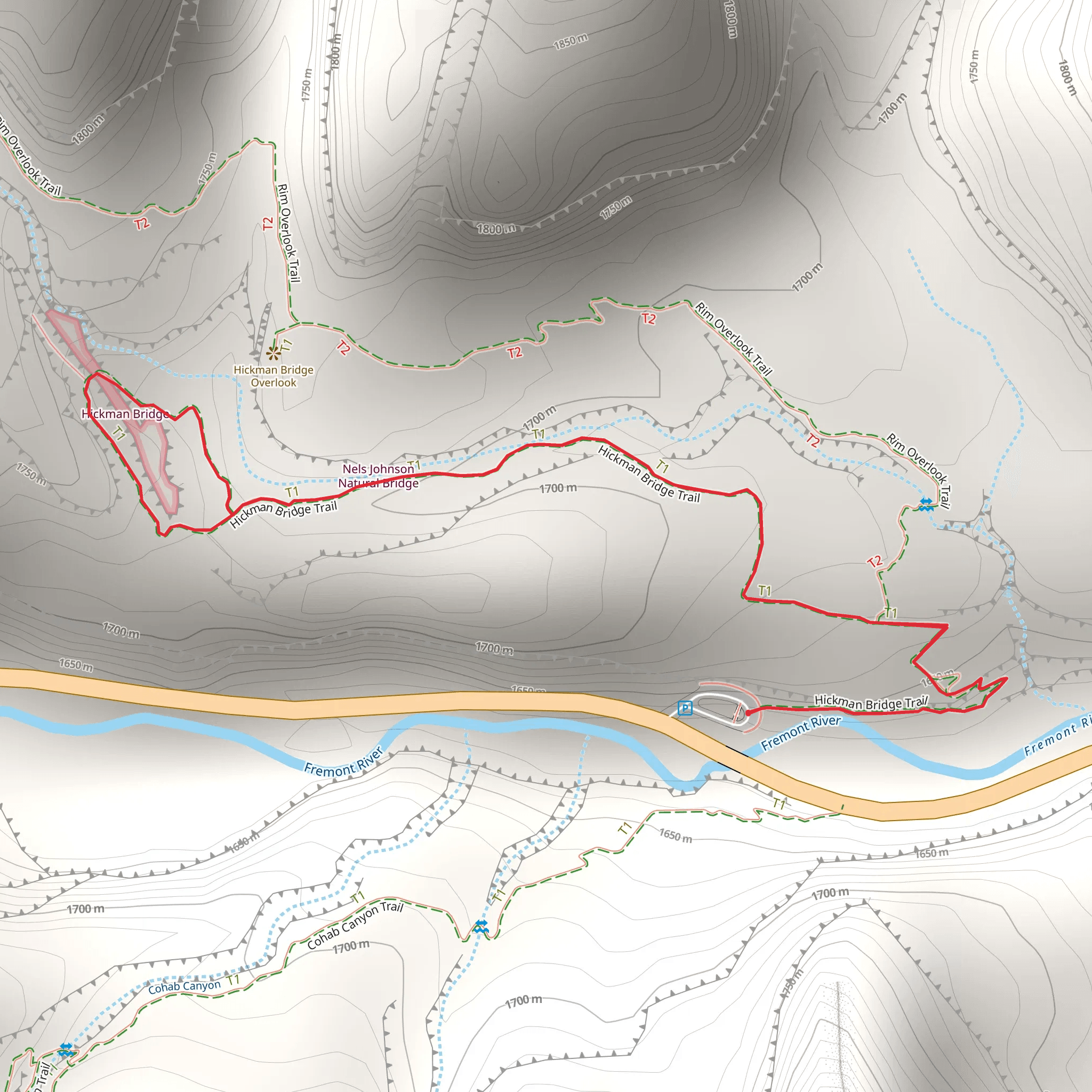 Hickman Bridge Trail mobile static map