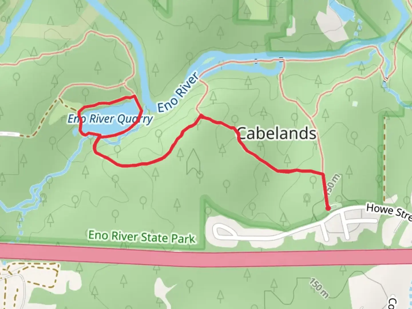 An image depicting the trail Eno River Quarry Loop and its surrounding area.
