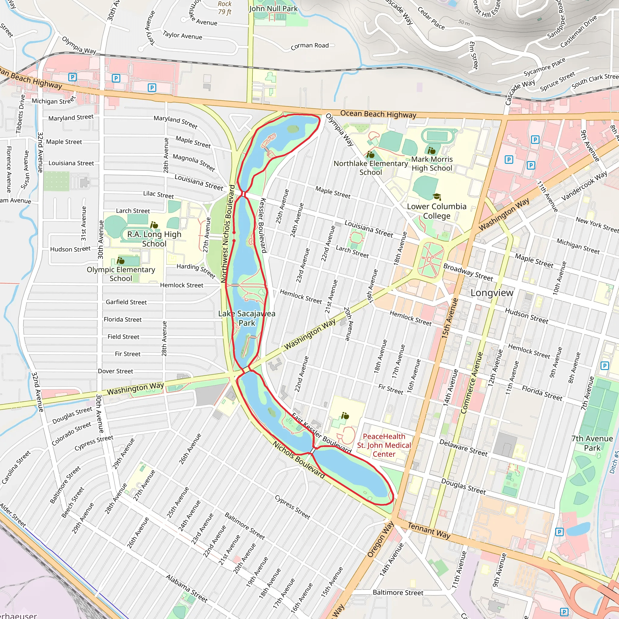 Lake Sacagawea and Rhododendron Garden Loop mobile static map