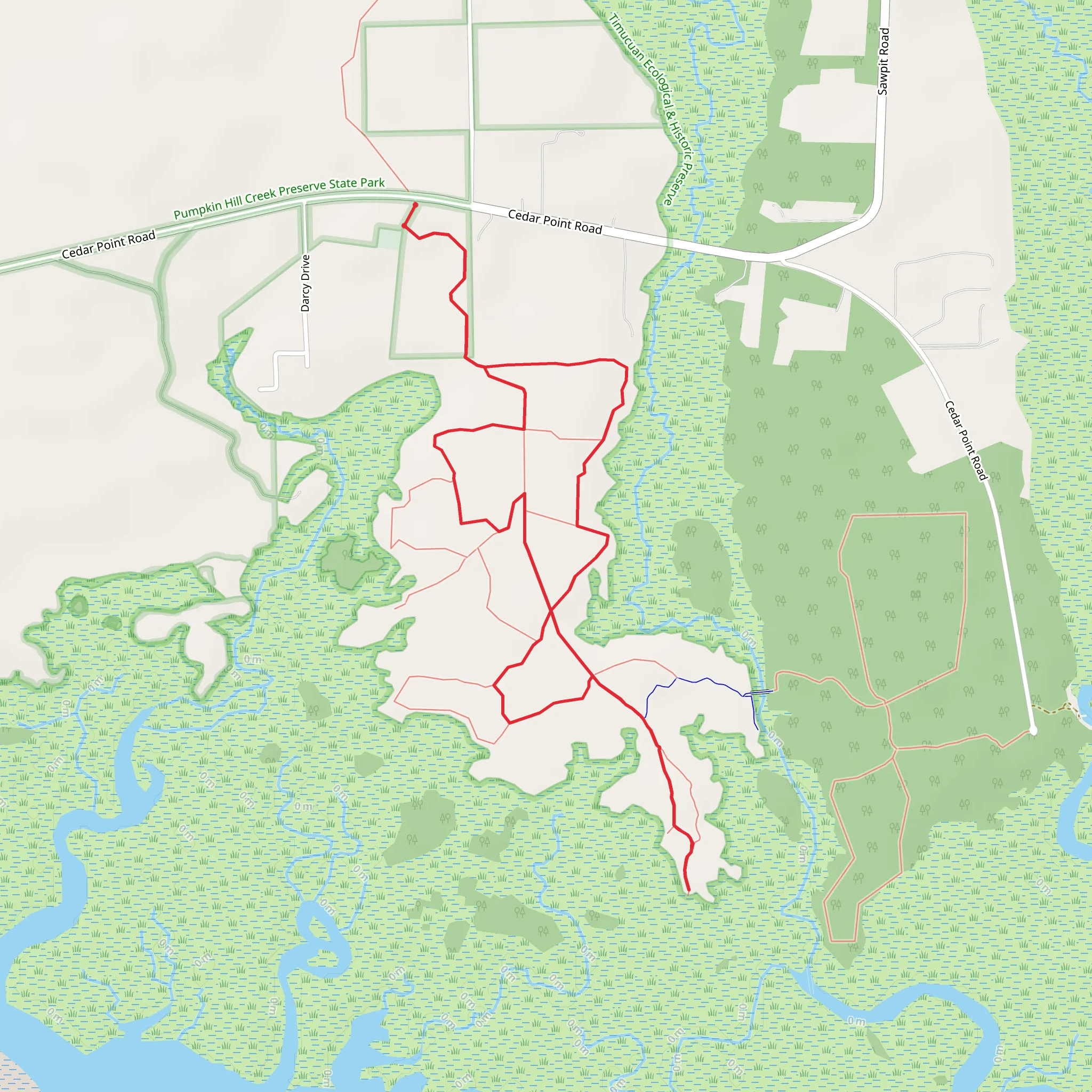 Anderson Family Cemetery via Cedar Point Preserve Trail and Swamp Loop mobile static map