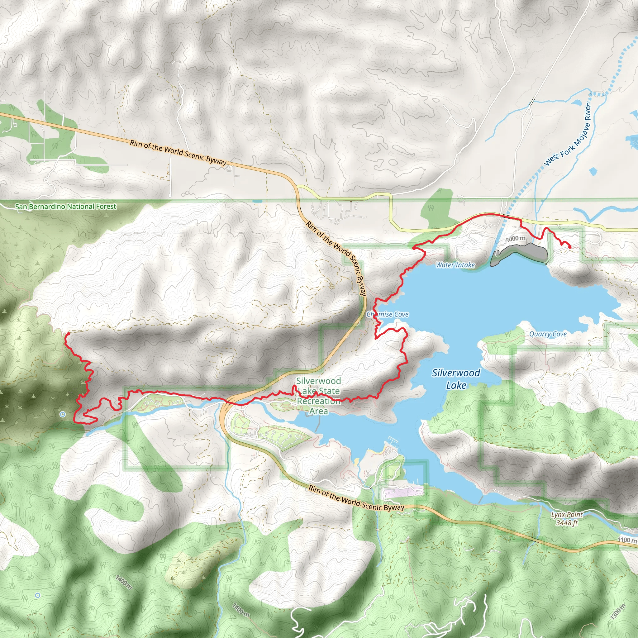 Silverwood Lake via Pacific Crest Trail mobile static map