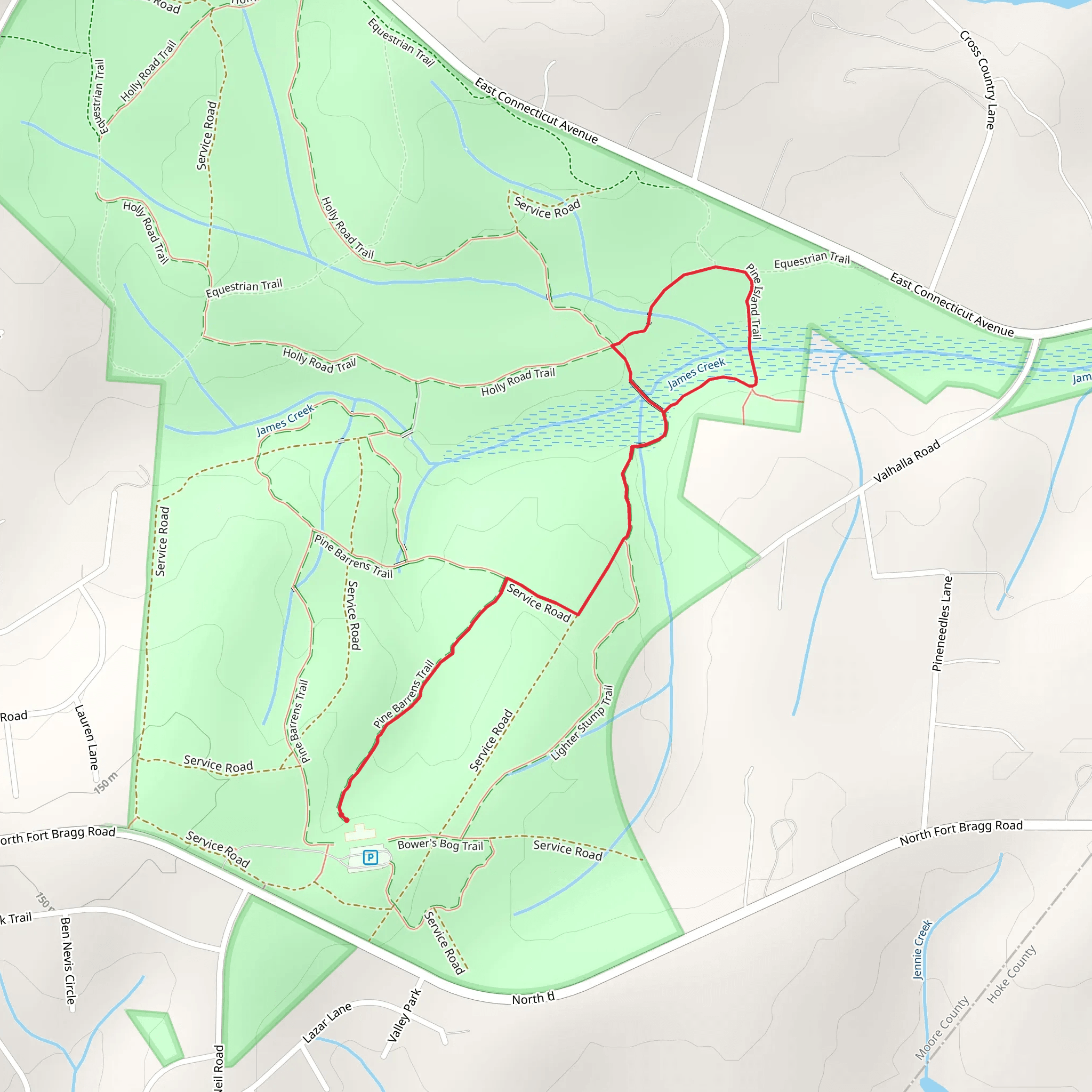 Pine Barrens Trail and Pine Island Loop Trail mobile static map