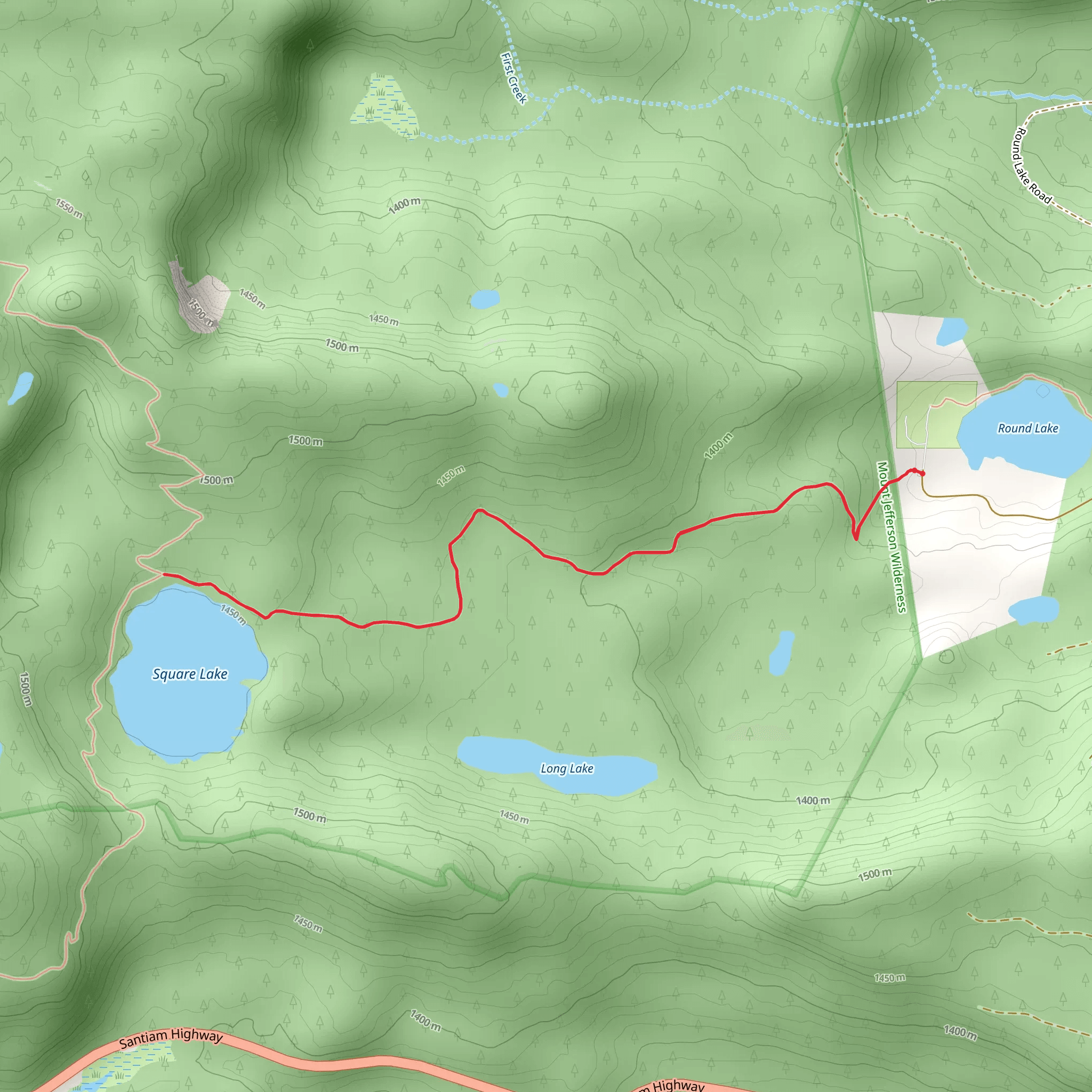 Square Lake via Round Lake Trail mobile static map