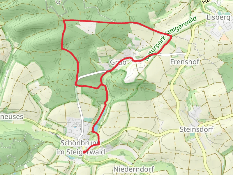 Gruber Bach via Hoelderlingweg Lisberga and Luitpoldweg