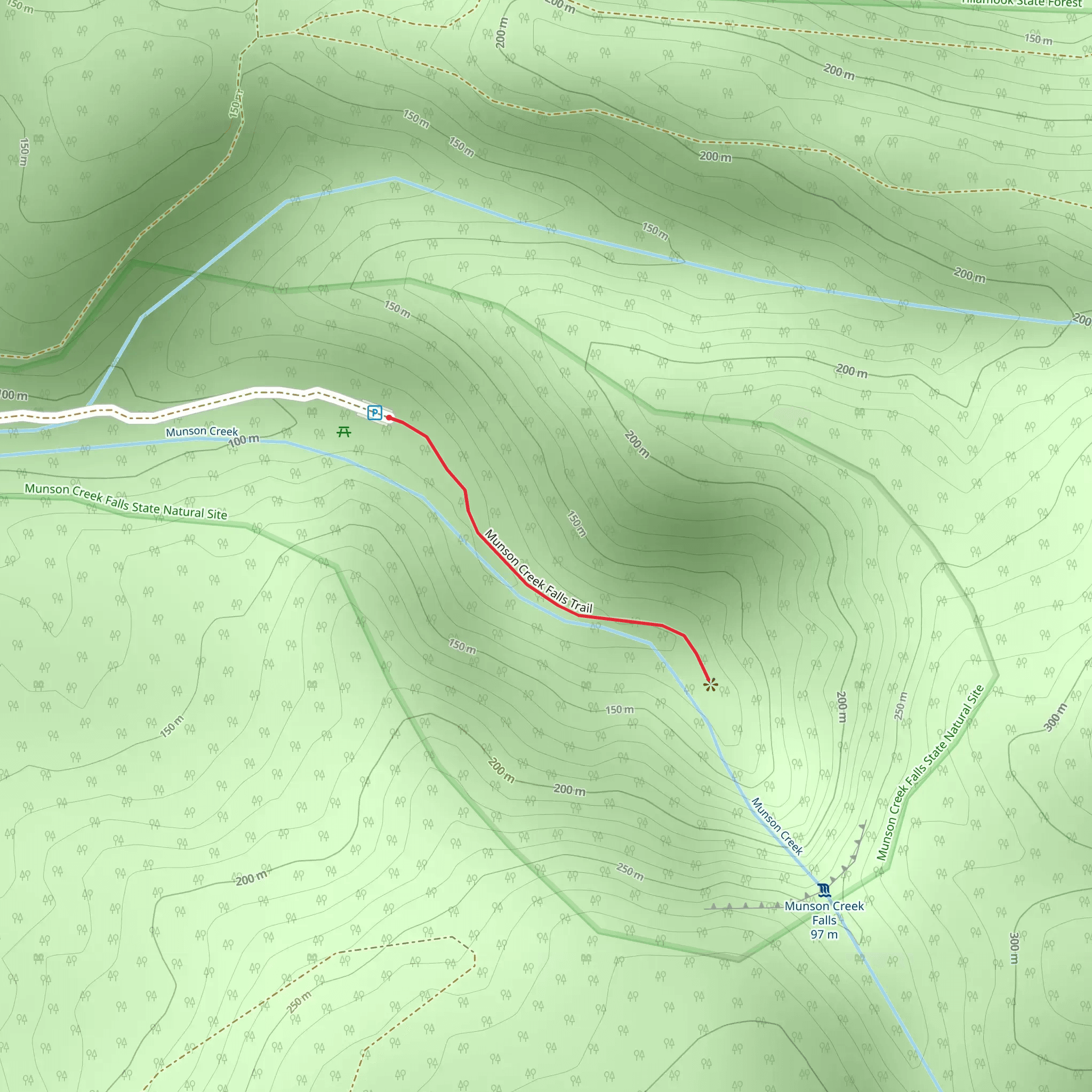 Munson Creek Falls Trail mobile static map