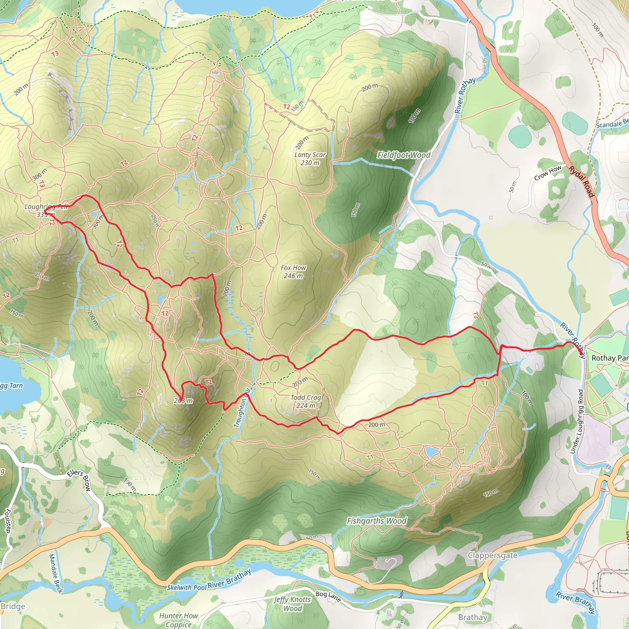 Loughrigg Brow and Loughrigg Fell Loop mobile static map