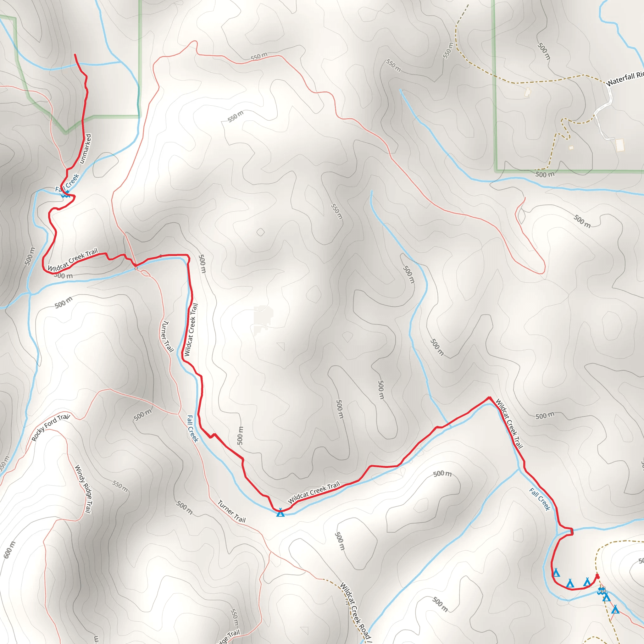 Wildcat Creek and Fall Creek mobile static map