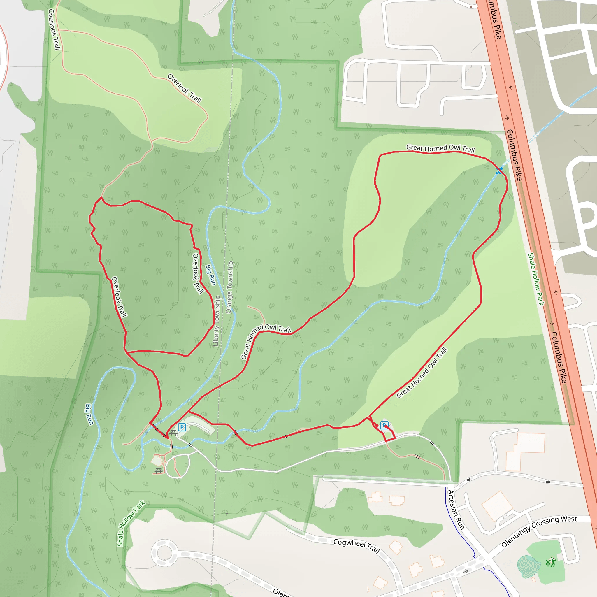 Great Horn Owl Trail and Overlook Trail mobile static map