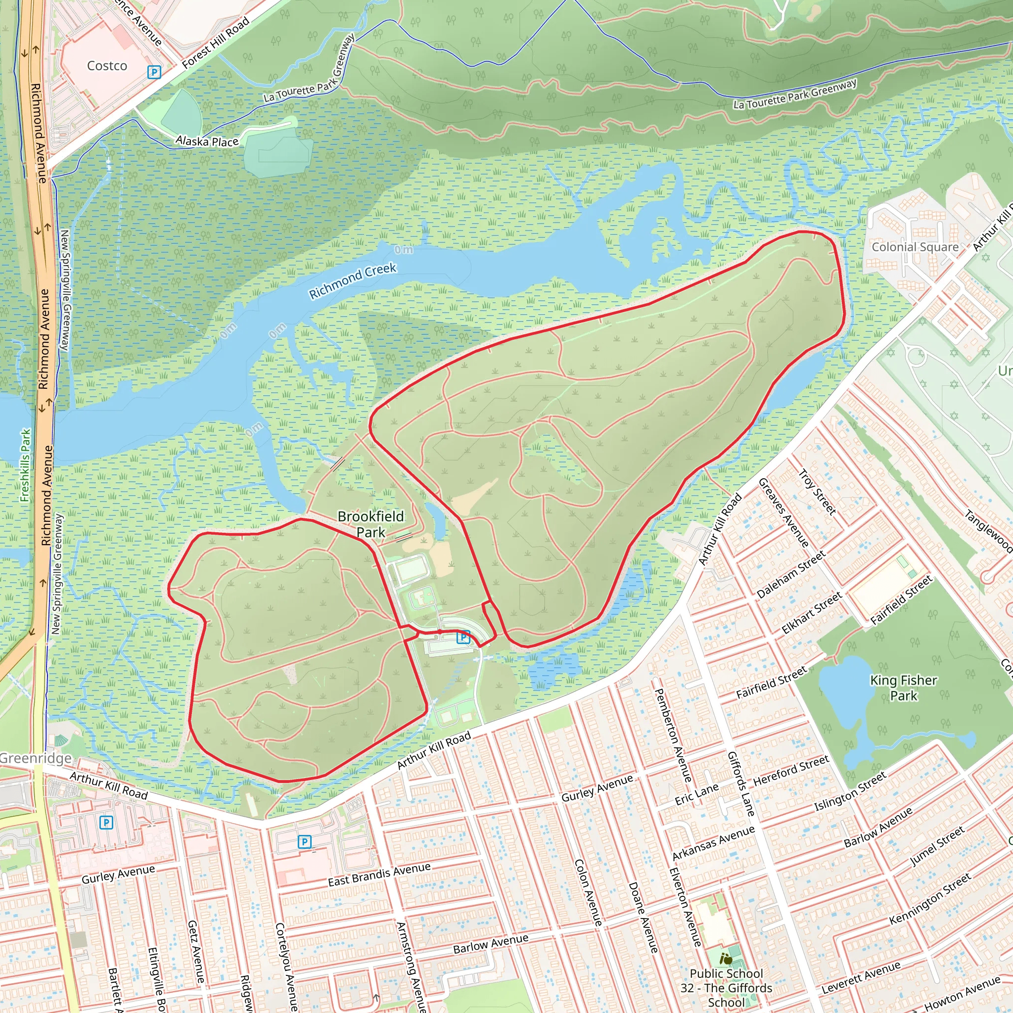 Loop around Brookfield Park mobile static map