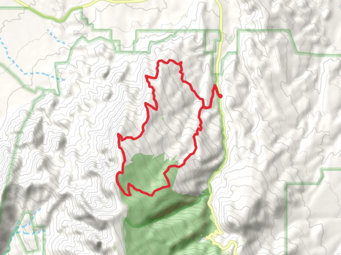 An image depicting the trail Osha Spring Trail and Sandia Crest Loop Trail and its surrounding area.