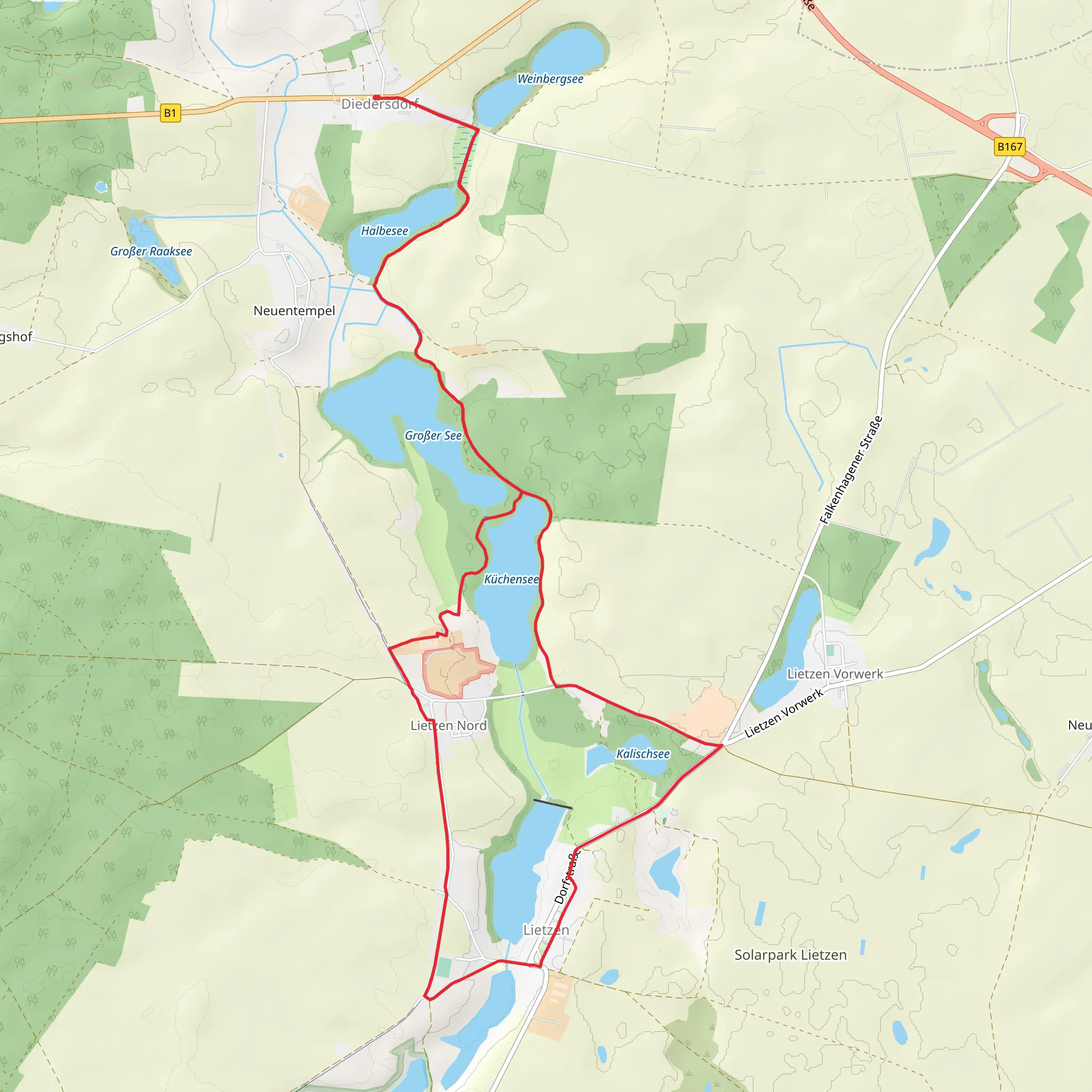 Diedersdorf to Lietzen Loop via Kuchensee mobile static map