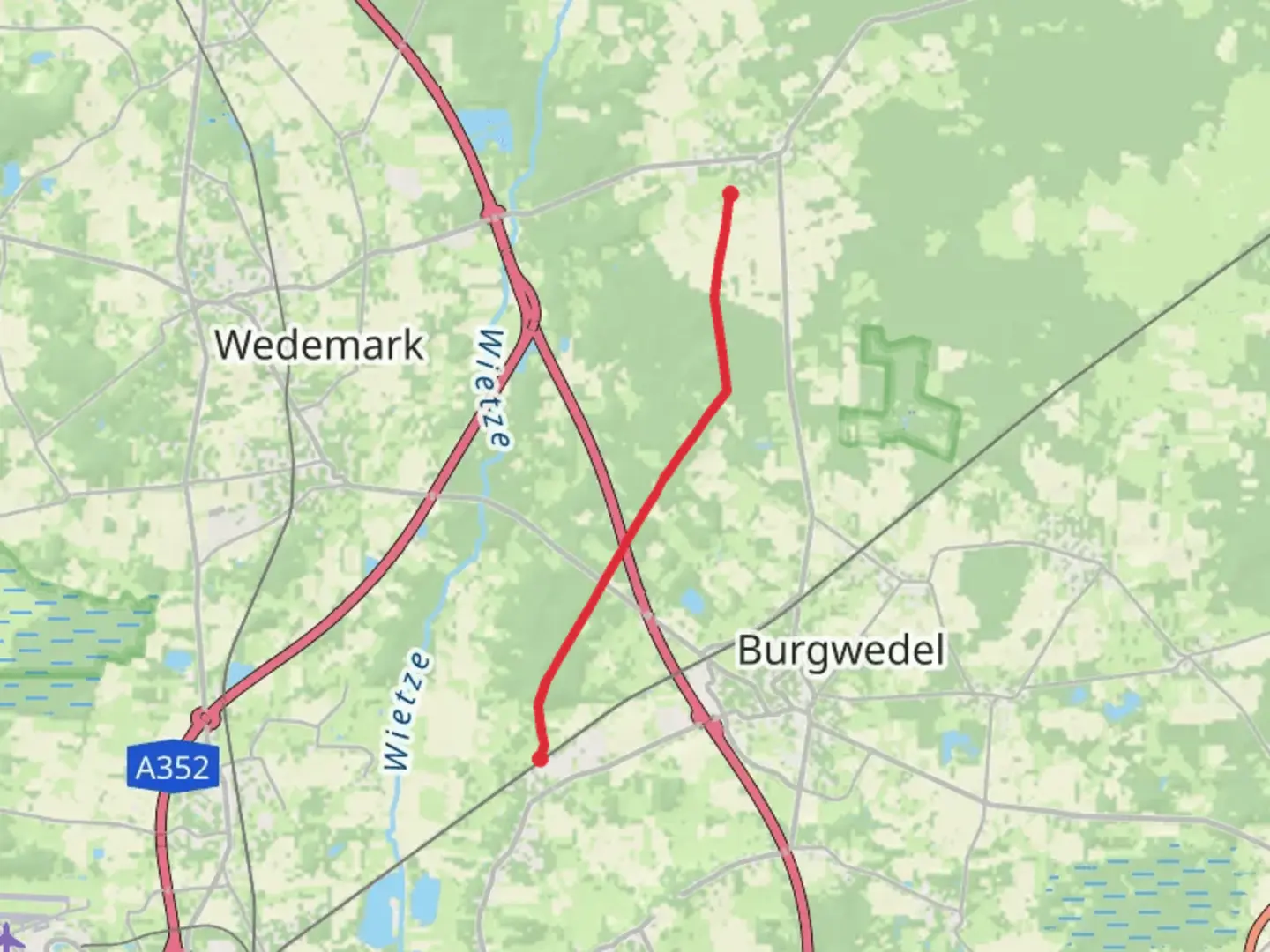 An image depicting the trail Isernhagen to Fuhrberg Walk and its surrounding area.