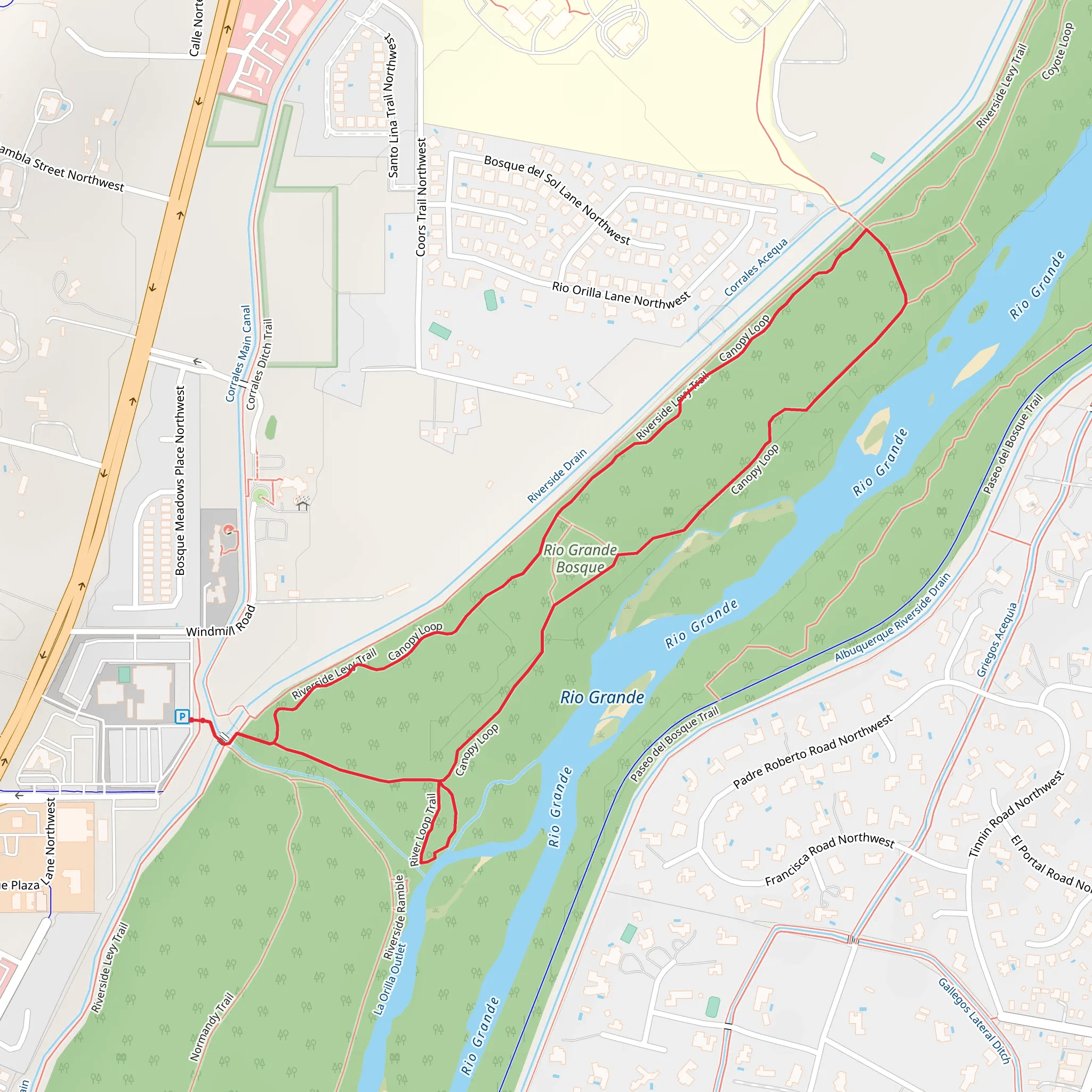 Canopy loop and River Loop Trail mobile static map