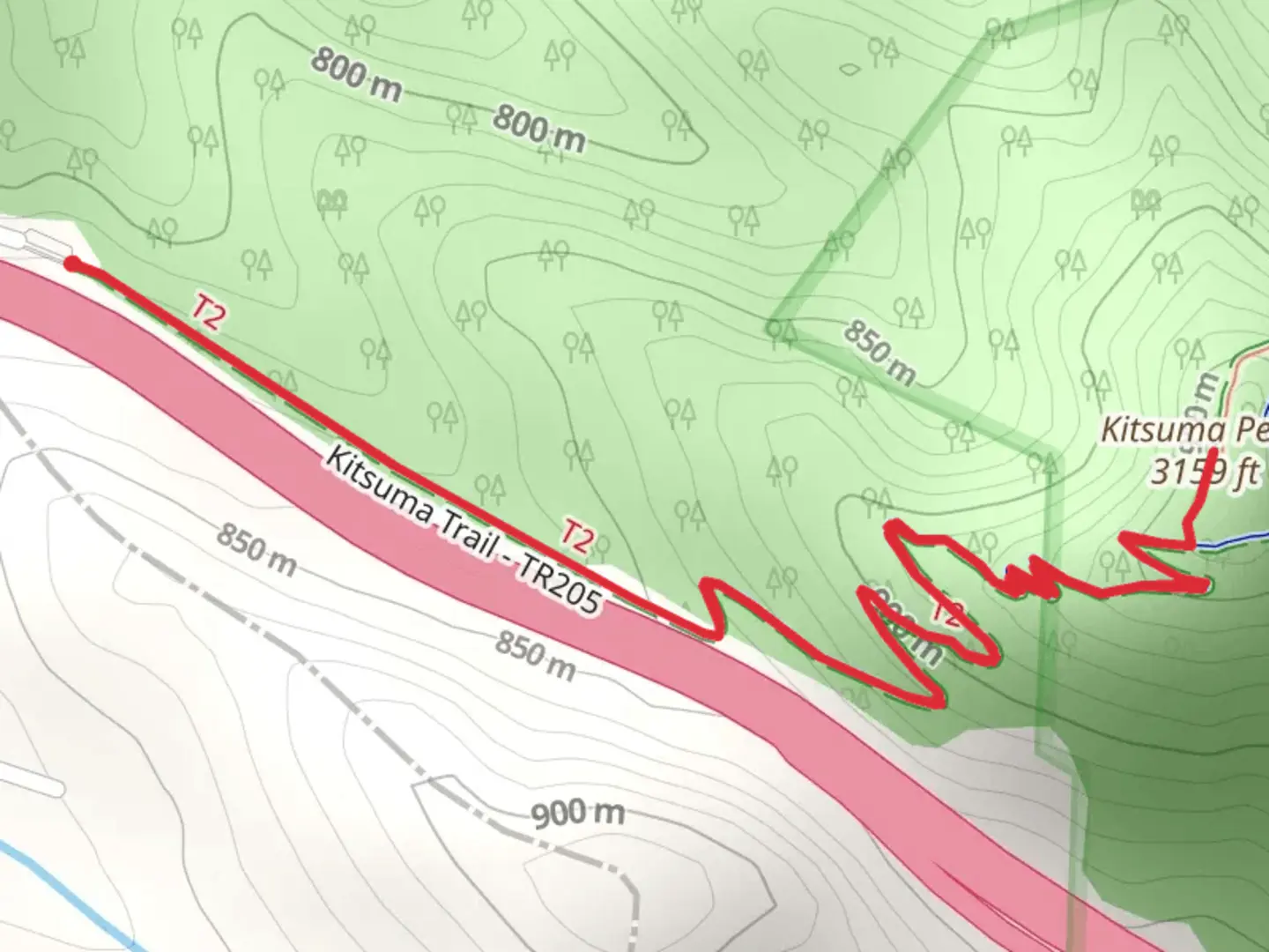 An image depicting the trail Kitsuma Peak Trail and its surrounding area.
