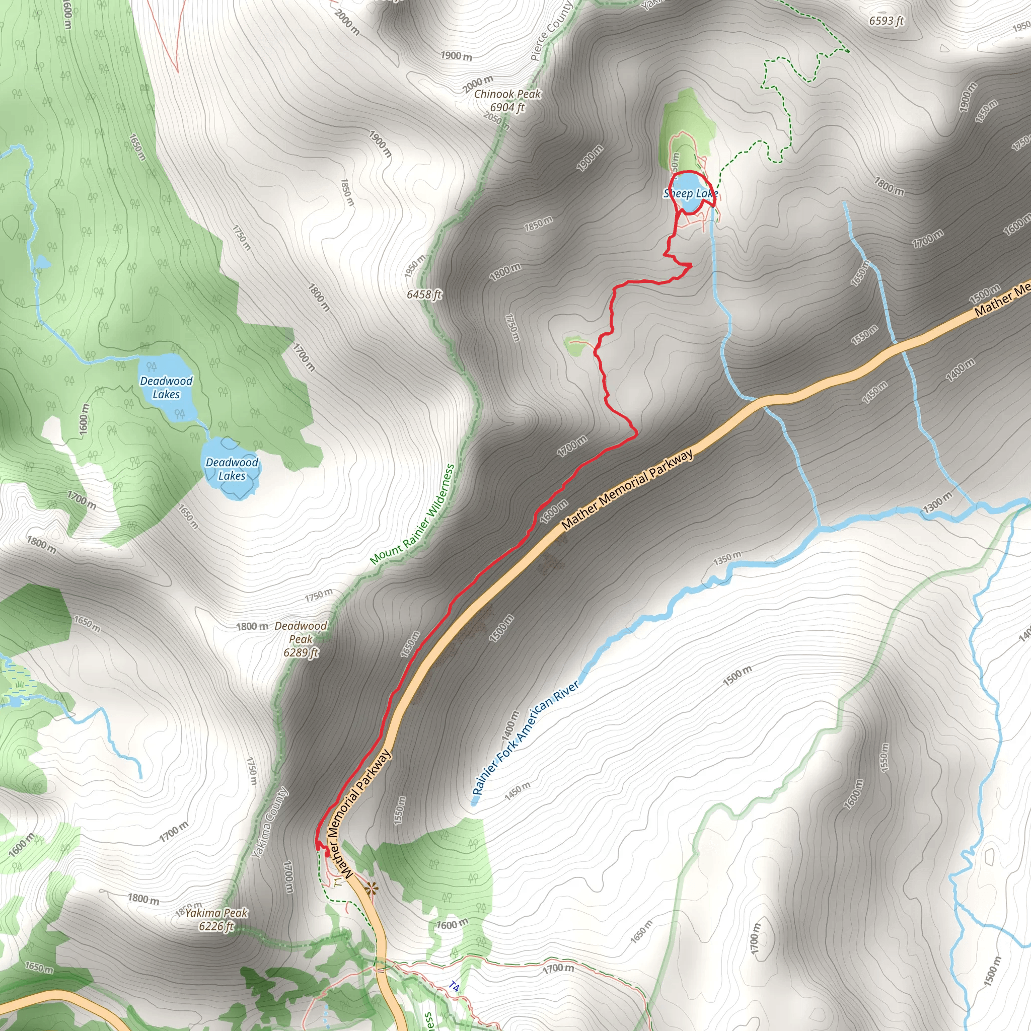 Sheep Lake via PCT mobile static map
