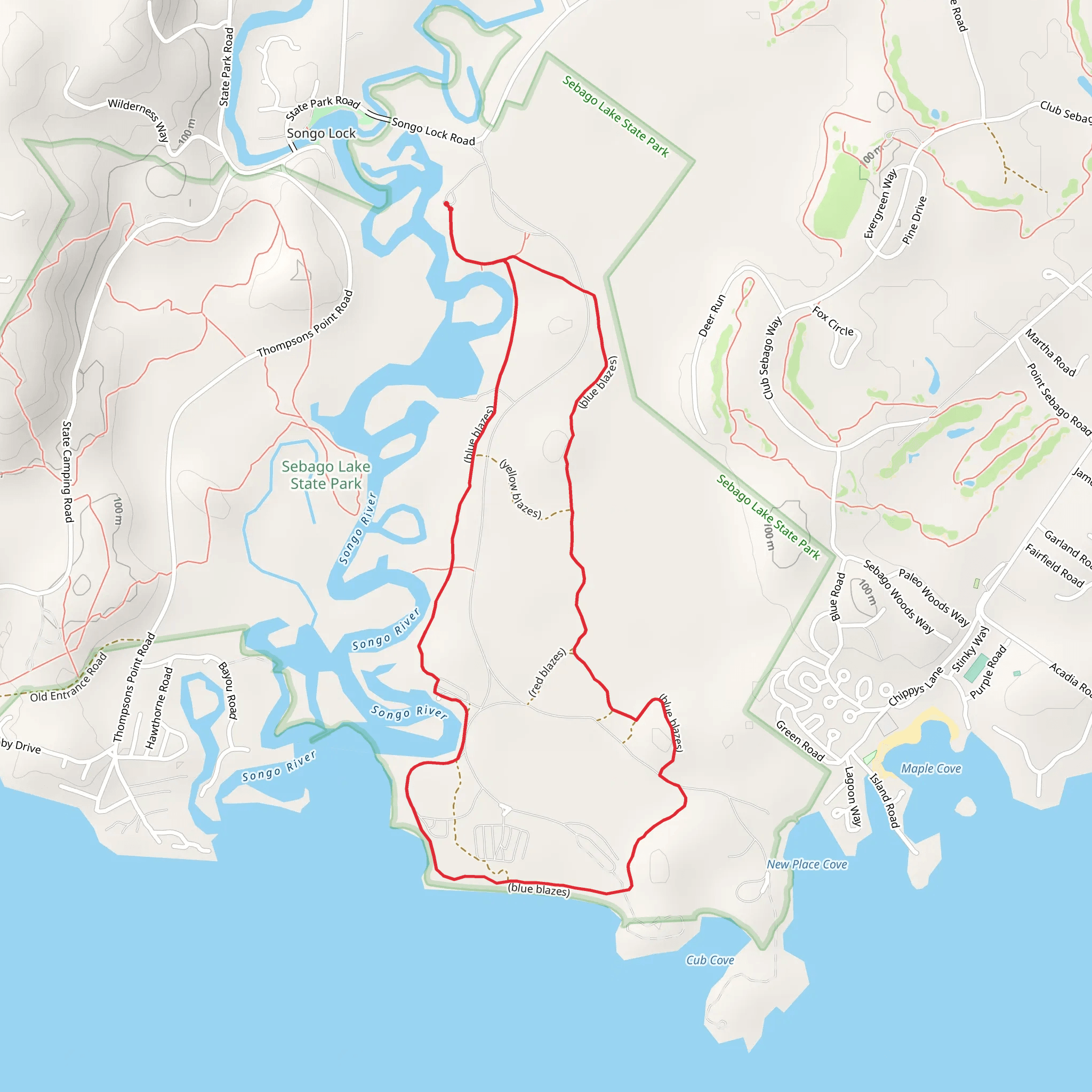 Sebago Lake State Park Loop mobile static map