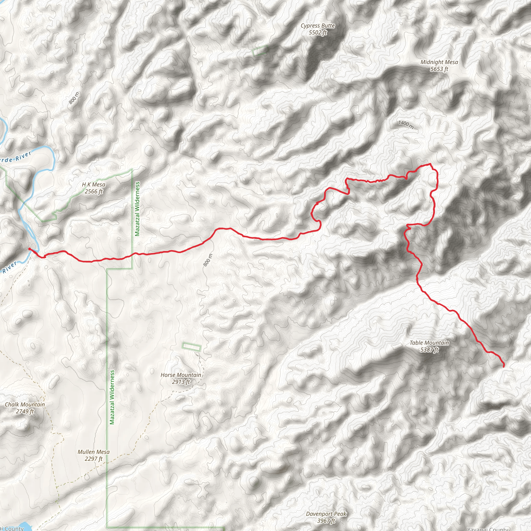Dead Man Trail via Willow Springs Trail mobile static map